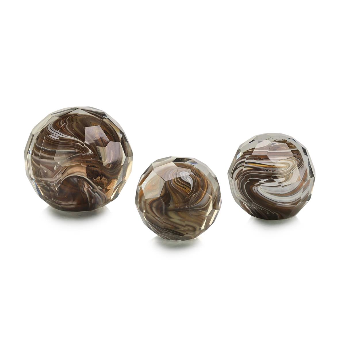Amber Cut Glass Orbs, Set of 3 by John Richard | Sutter & Vale