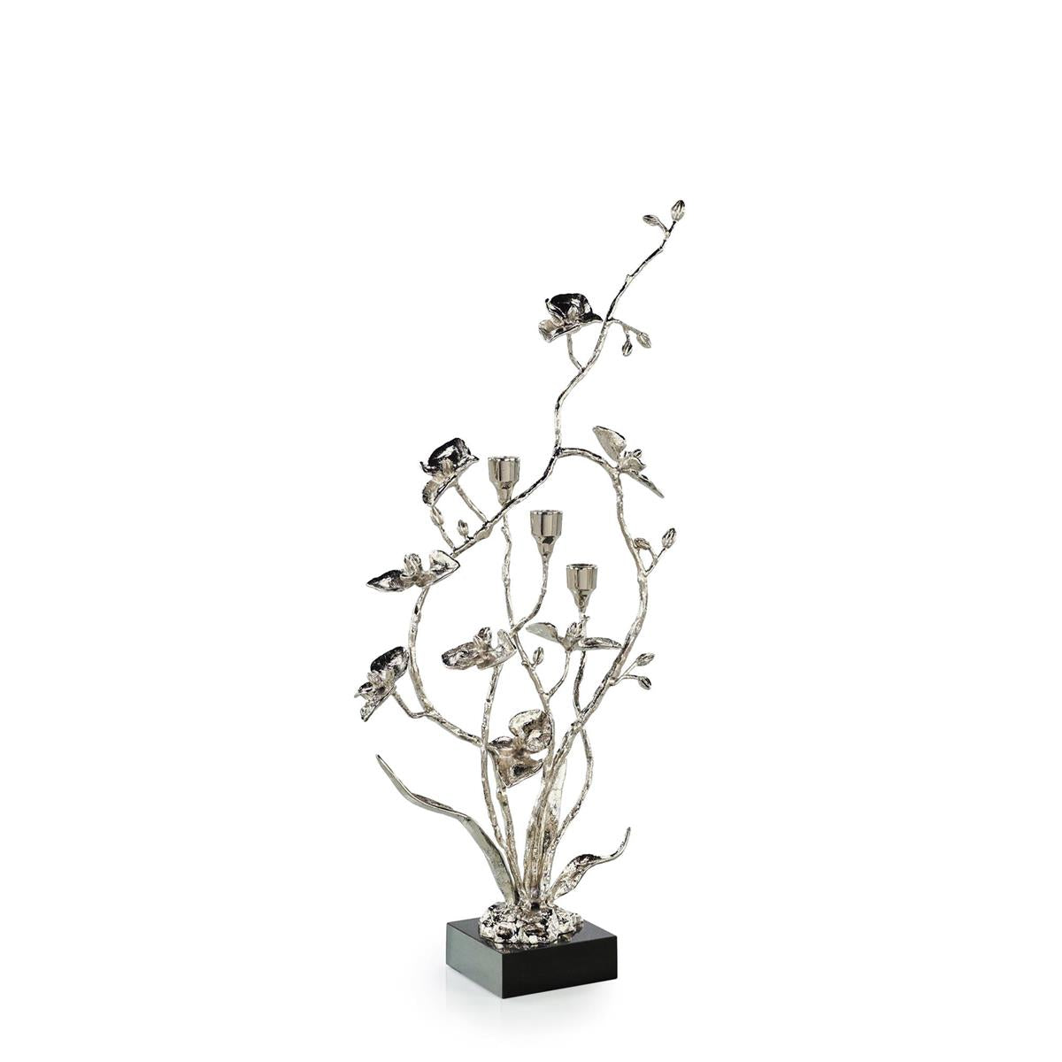 Orchids in Bloom Candleholder, Small Nickel by John Richard | Sutter & Vale