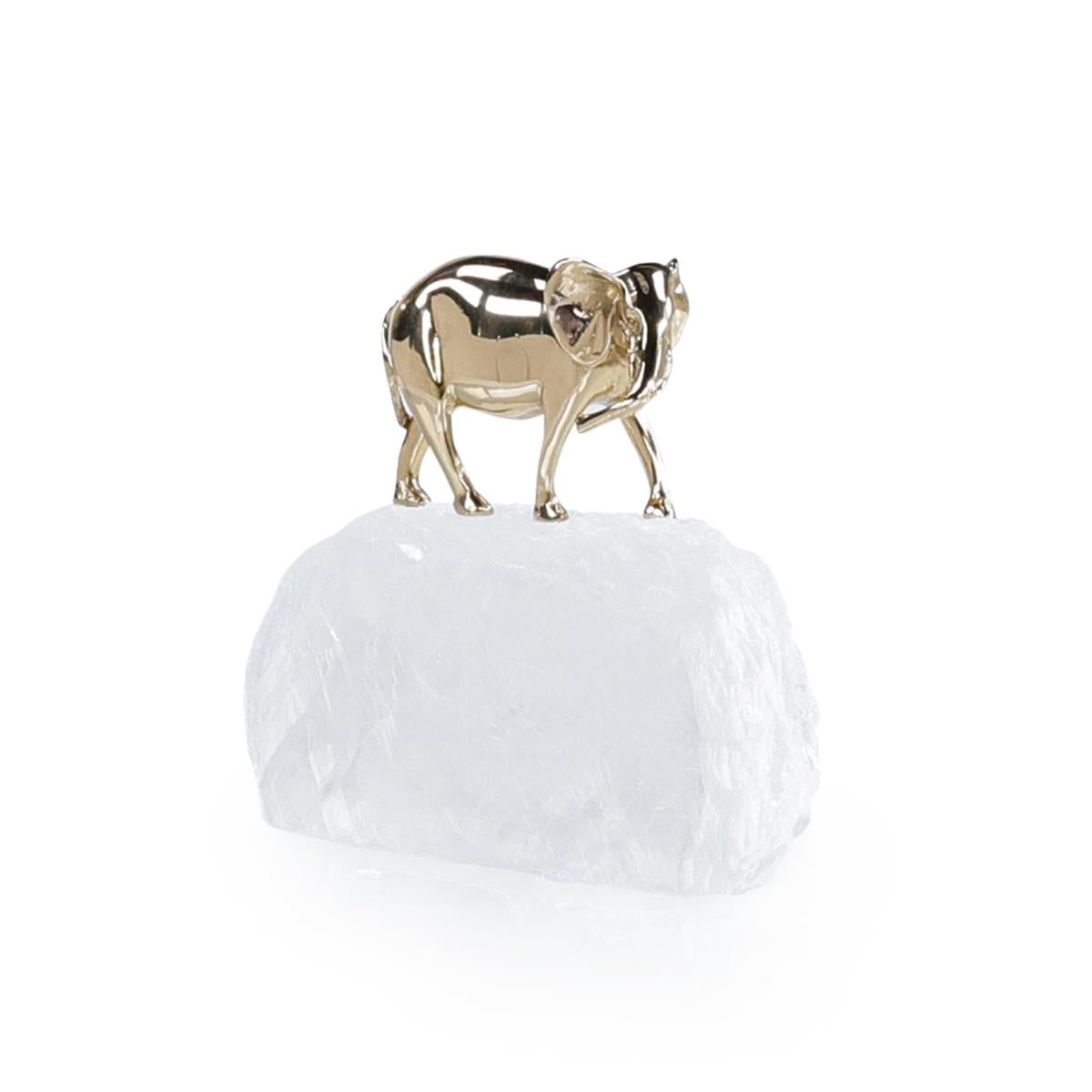 Brass Elephant Sculpture on Selenite I by John Richard | Sutter & Vale
