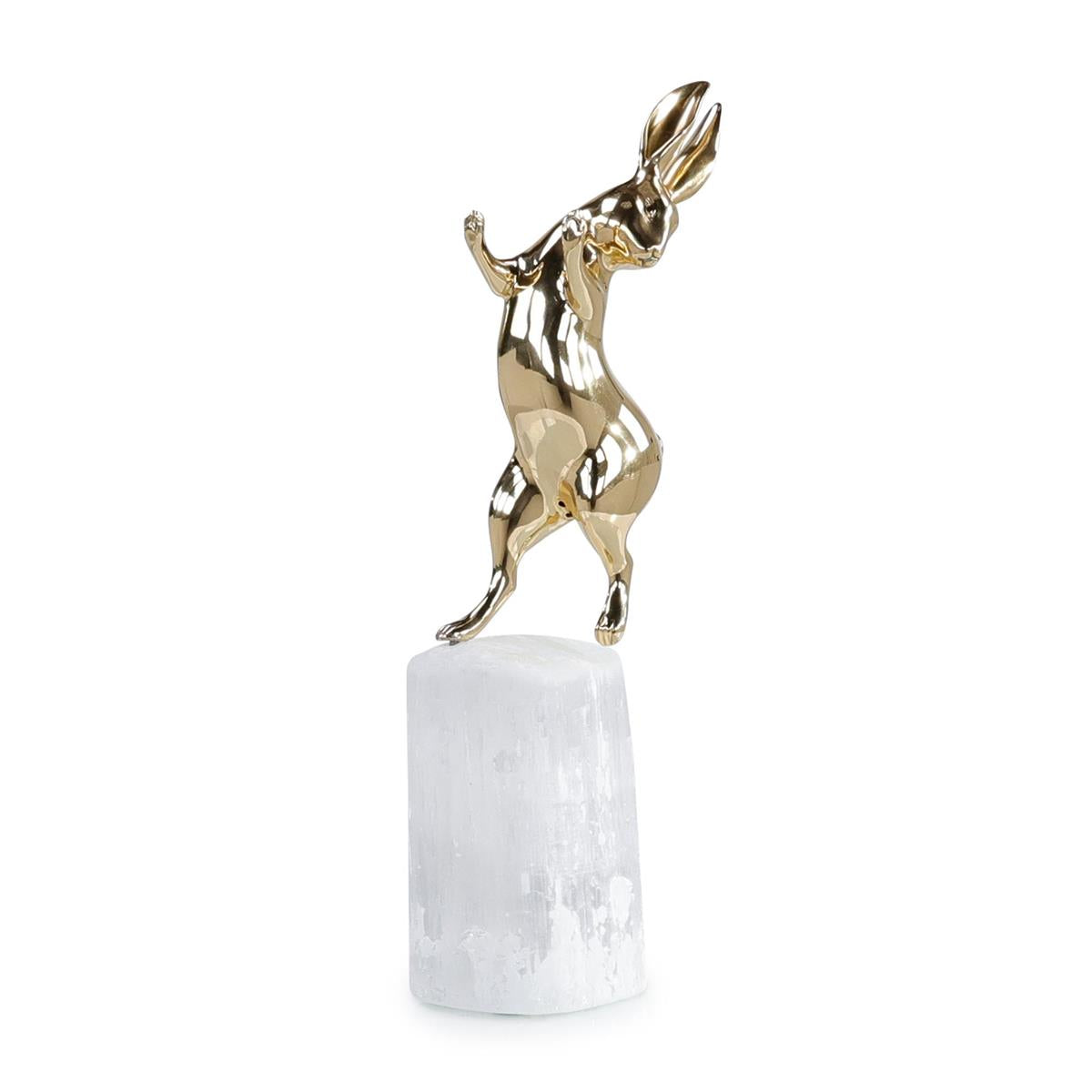 Dancing Bunny Sculpture on Selenite – Art by John Richard | Sutter & Vale