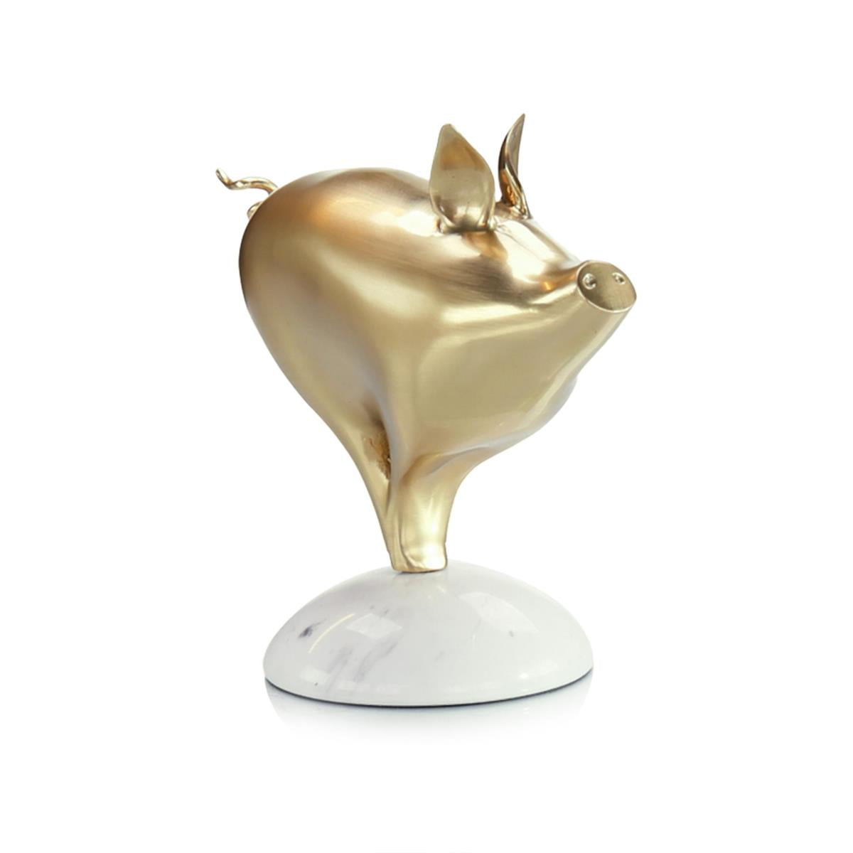Brass Pig Sculpture on Marble – Art by John Richard | Sutter & Vale