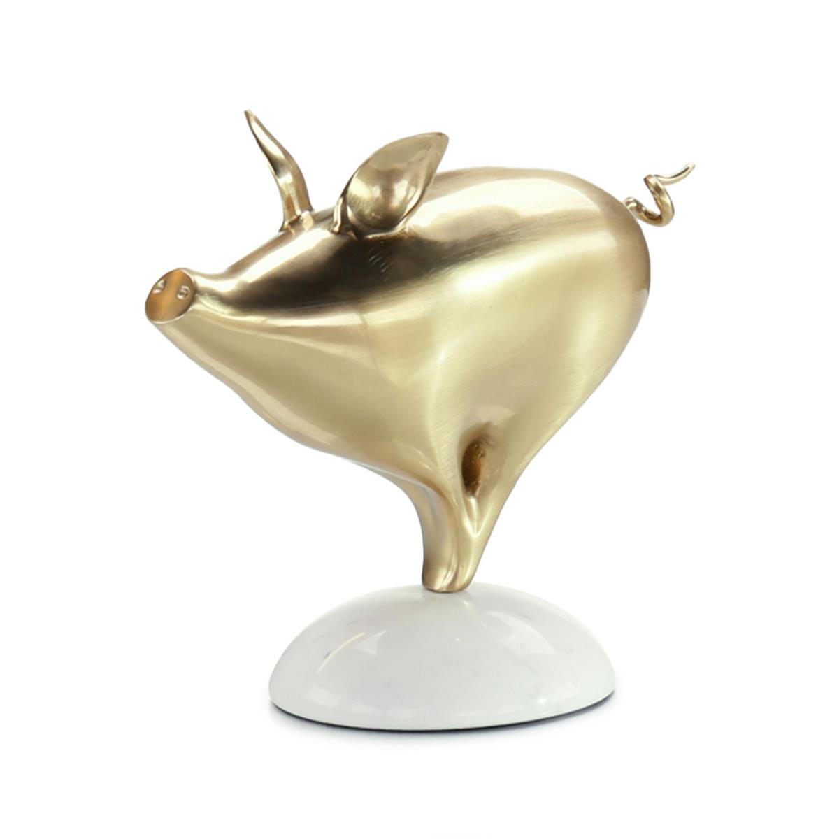 Brass Pig Sculpture on Marble – Art by John Richard | Sutter & Vale
