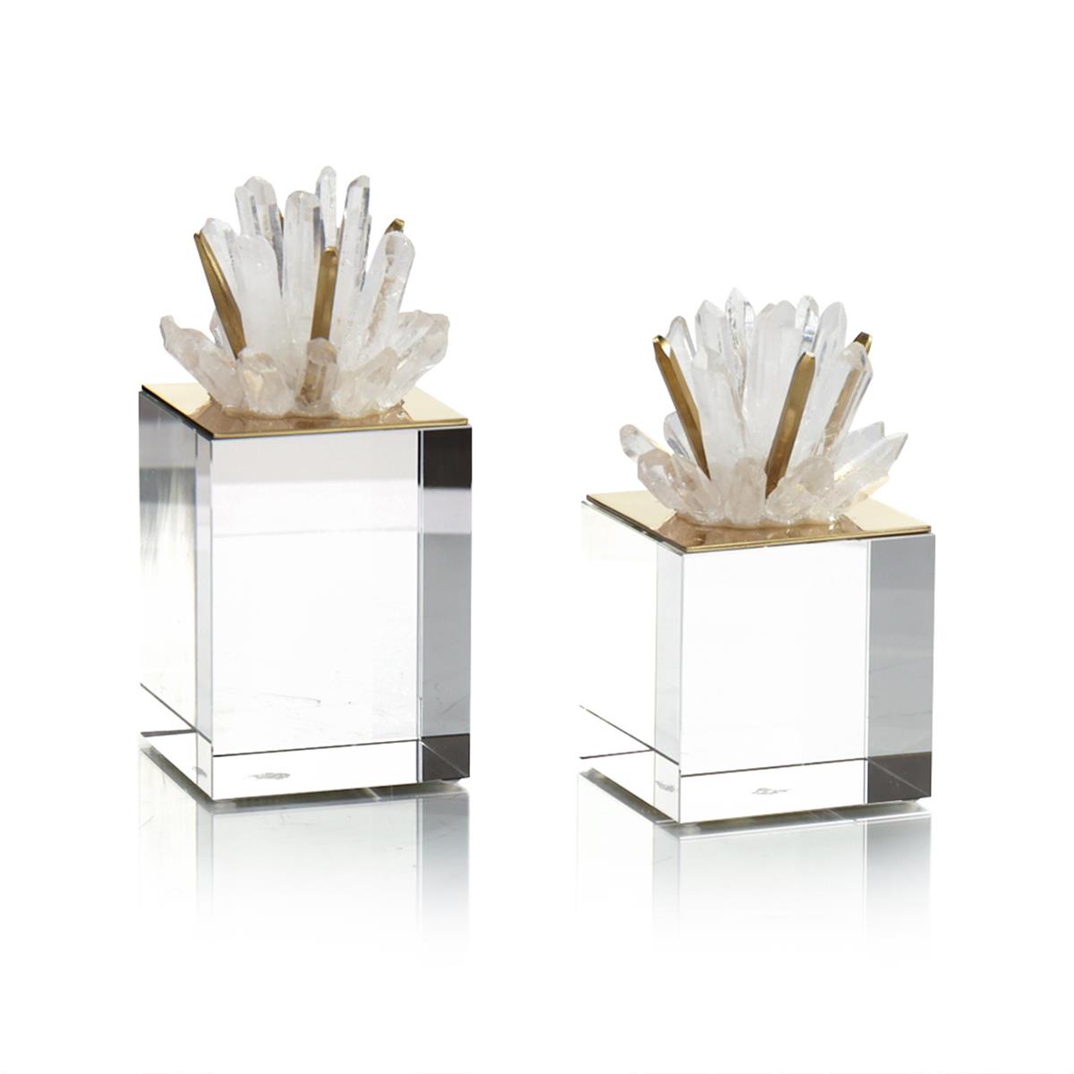 Brass and Selenite Cluster on Crystal, Set of 2 – Art by John Richard | Sutter & Vale