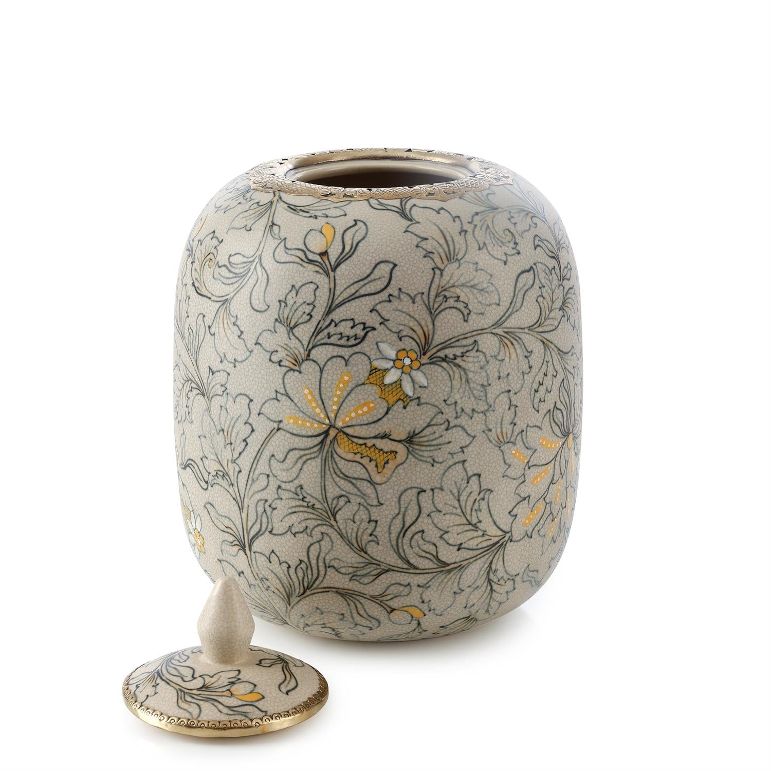 Lidded Foliage Jar, Large