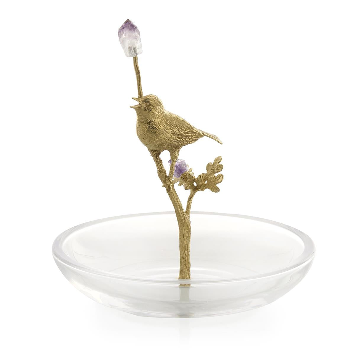 Brass Bird Sculpture on Glass by John Richard | Sutter & Vale