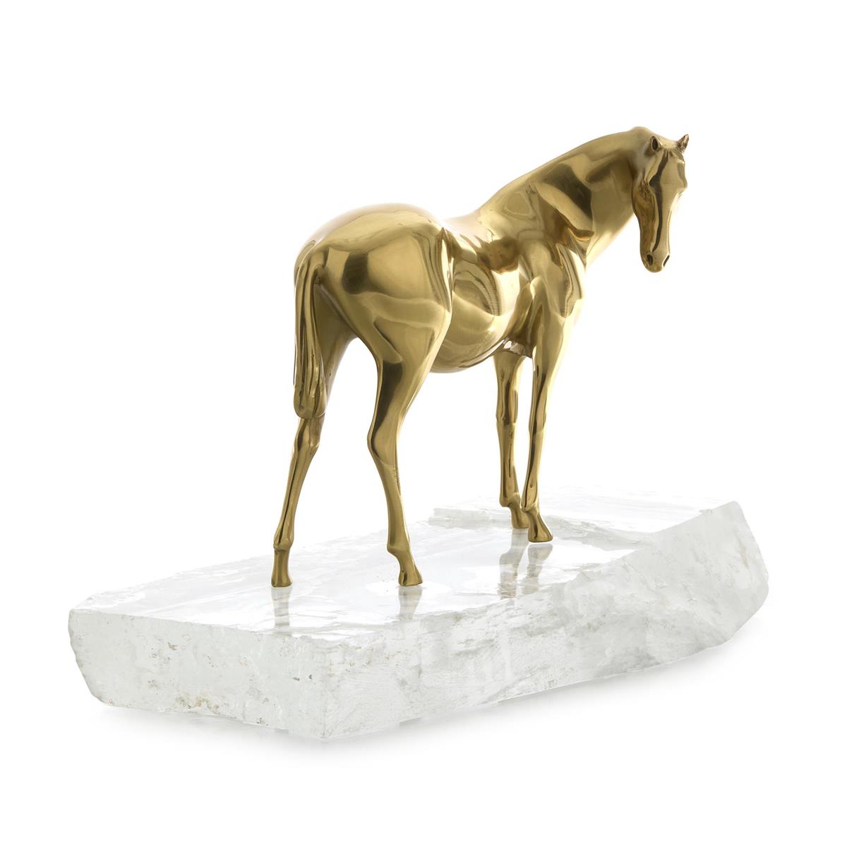 Brass Horse Sculpture on Selenite – Art by John Richard | Sutter & Vale