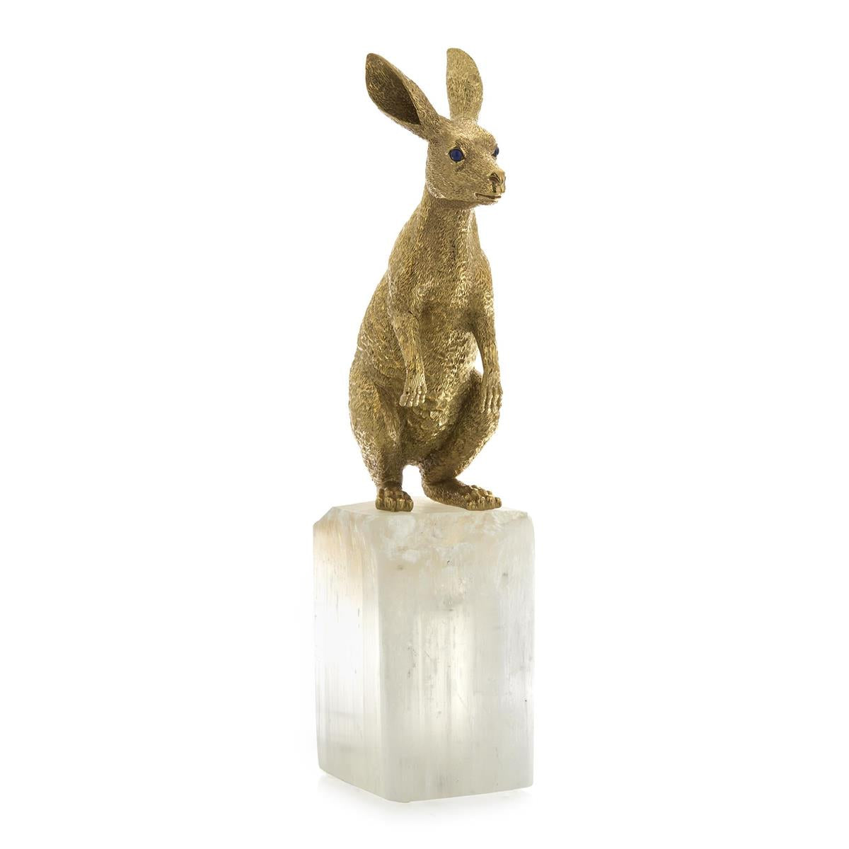 Brass Hare Sculpture on Selenite – Art by John Richard | Sutter & Vale