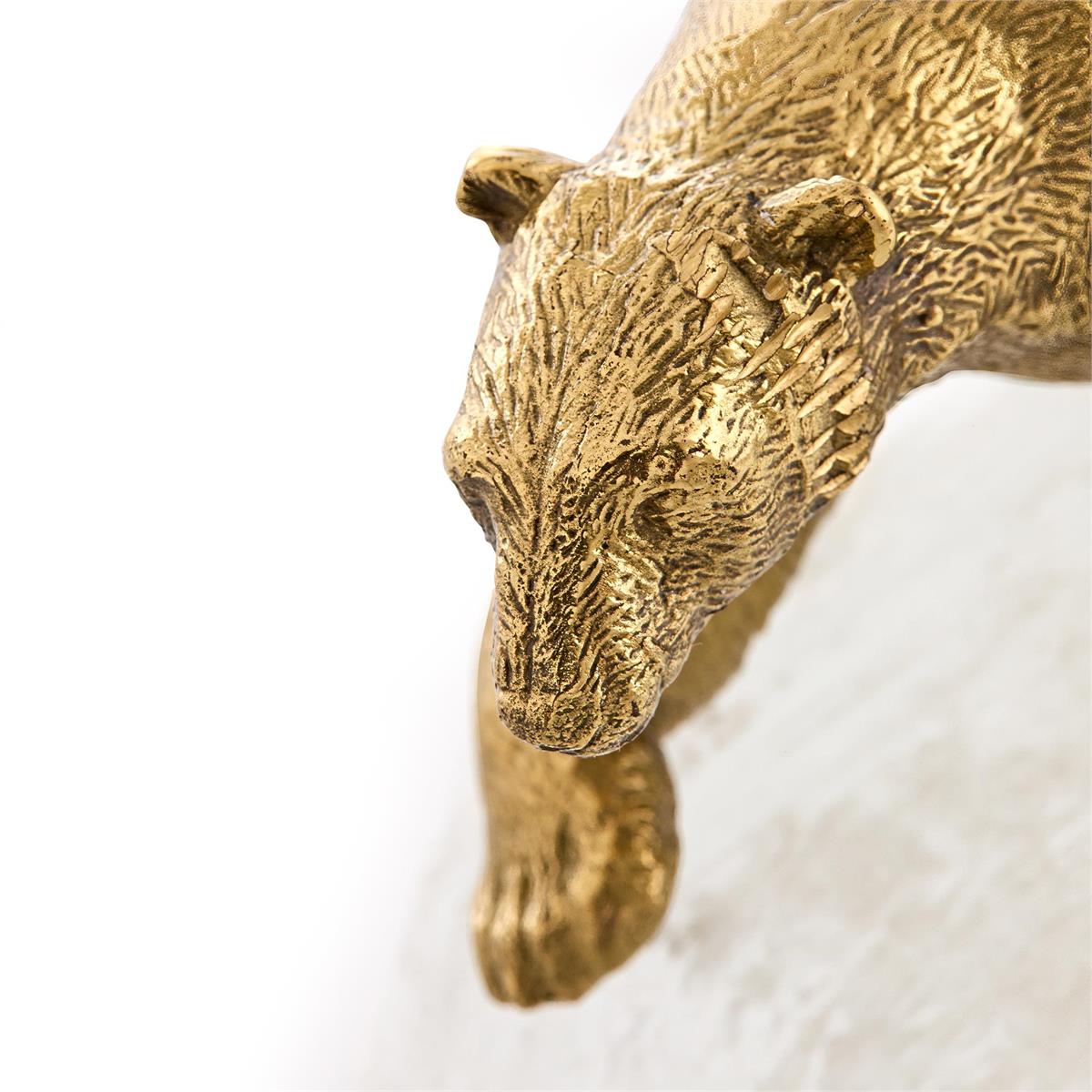 Brass Bear Sculpture on Selenite by John Richard | Sutter & Vale