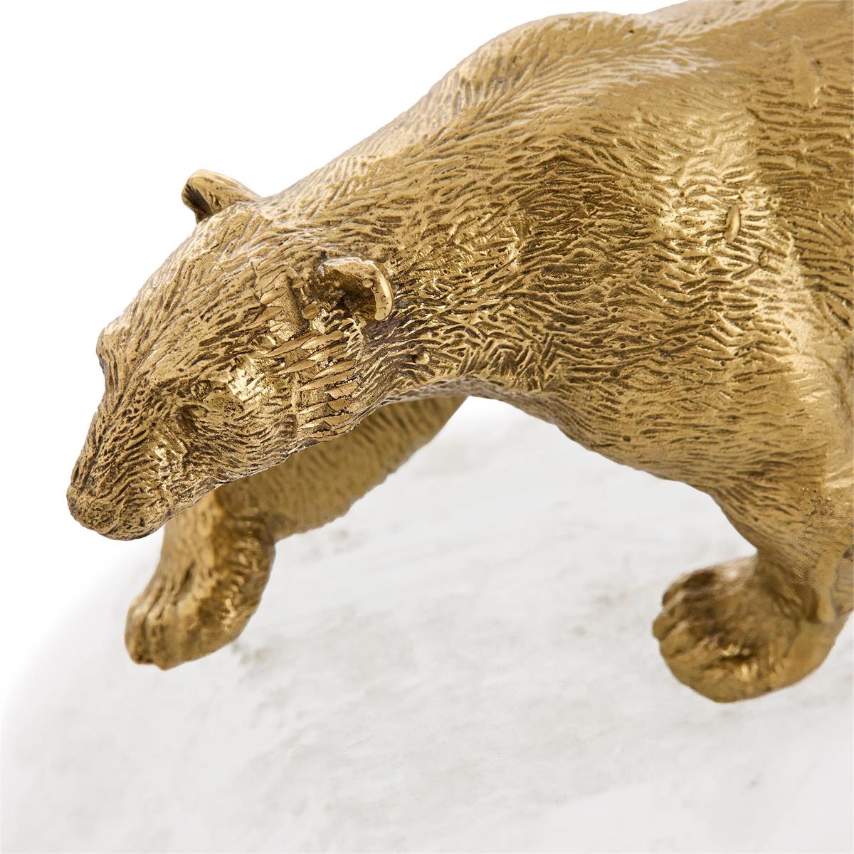 Brass Bear Sculpture on Selenite by John Richard | Sutter & Vale
