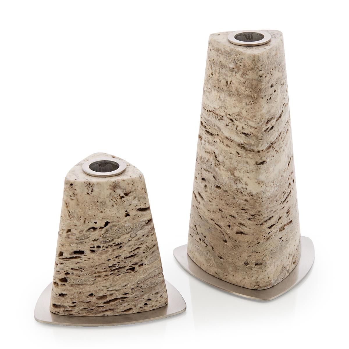 Travertine Candleholders, Set of 2 – Art by John Richard | Sutter & Vale