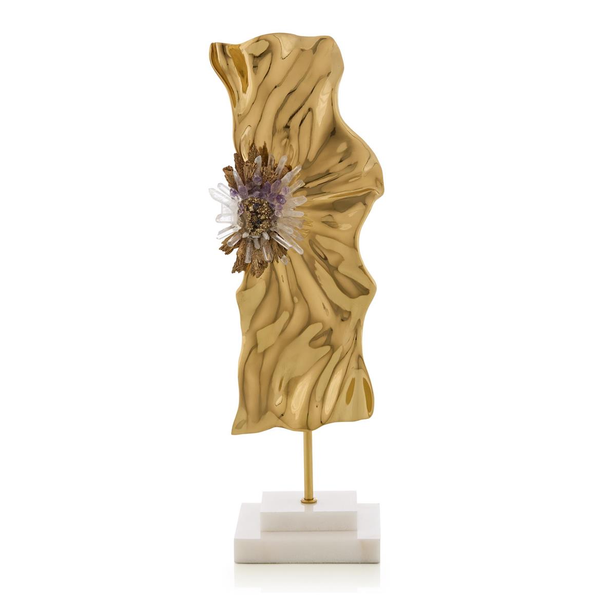 Abstract Ore Sculpture on Marble, Brass by John Richard | Sutter & Vale