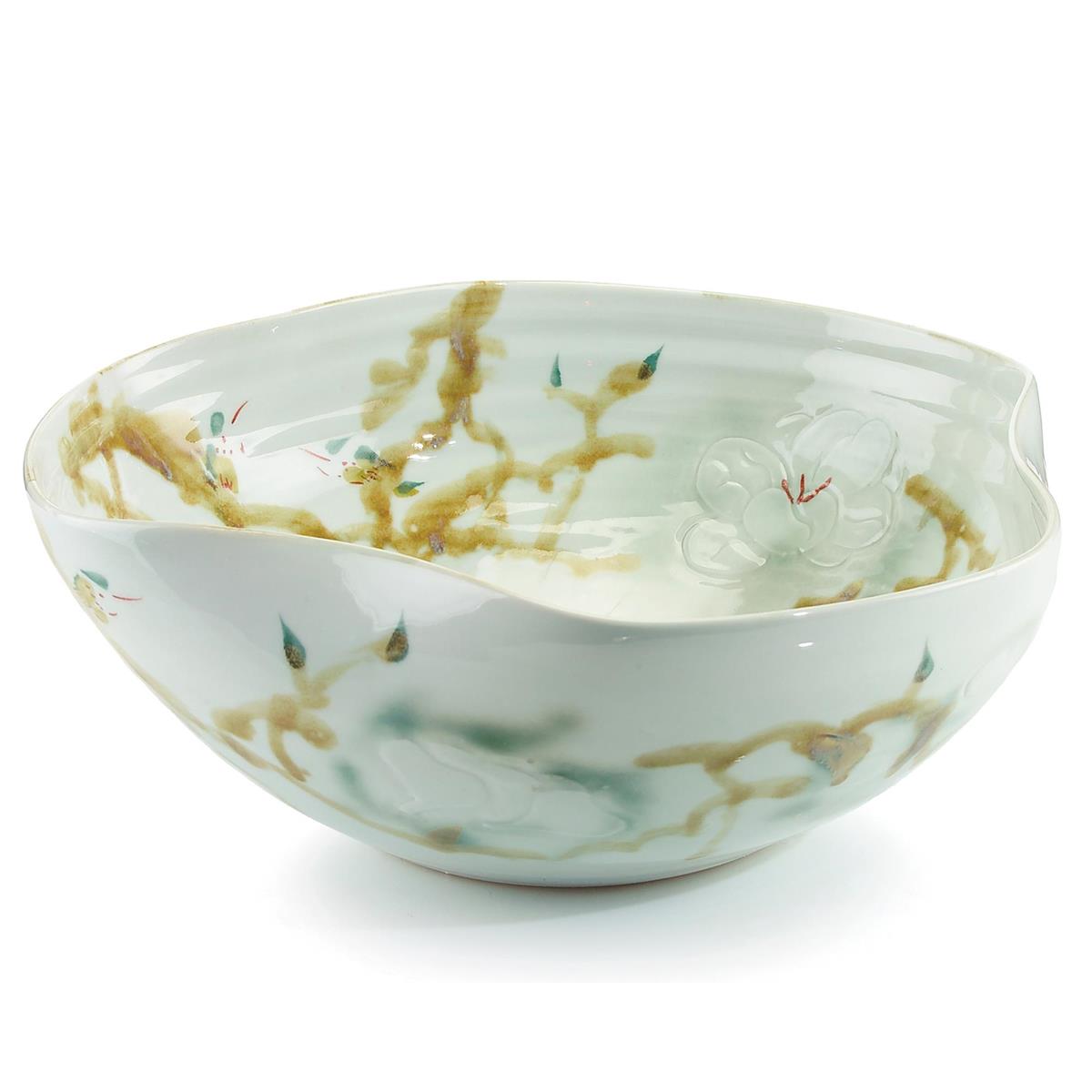 Curled-Rim Bowl in Greens and Yellows – Art by John Richard | Sutter & Vale
