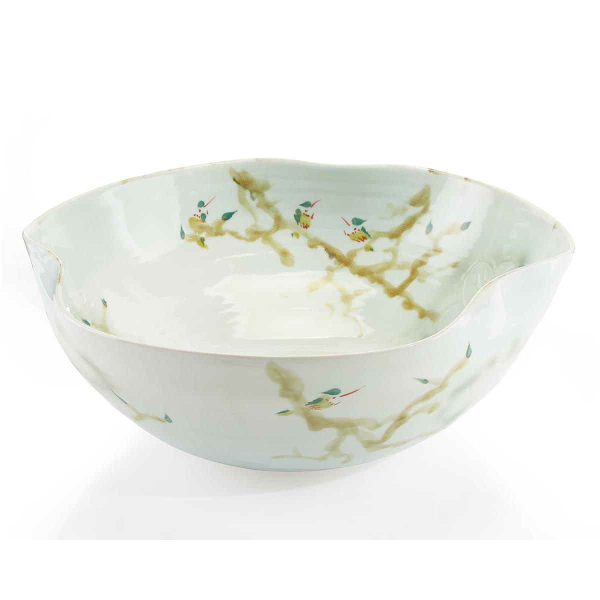 Curled-Rim Bowl in Greens and Yellows – Art by John Richard | Sutter & Vale