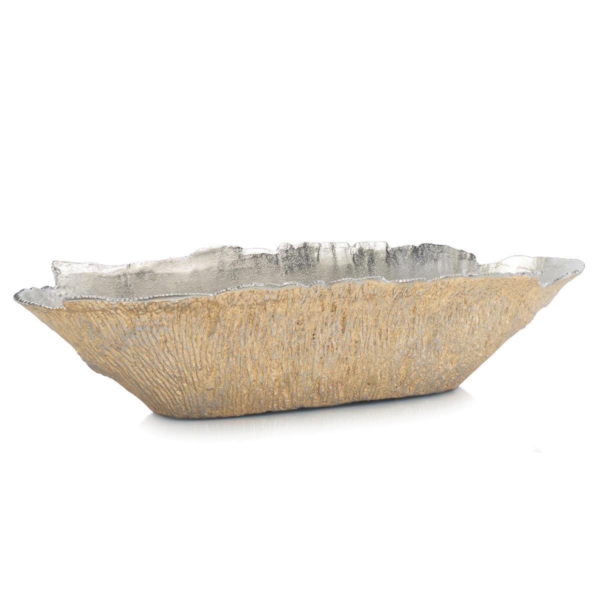 Nickel and Gold Textured Oval Bowl – Art by John Richard | Sutter & Vale