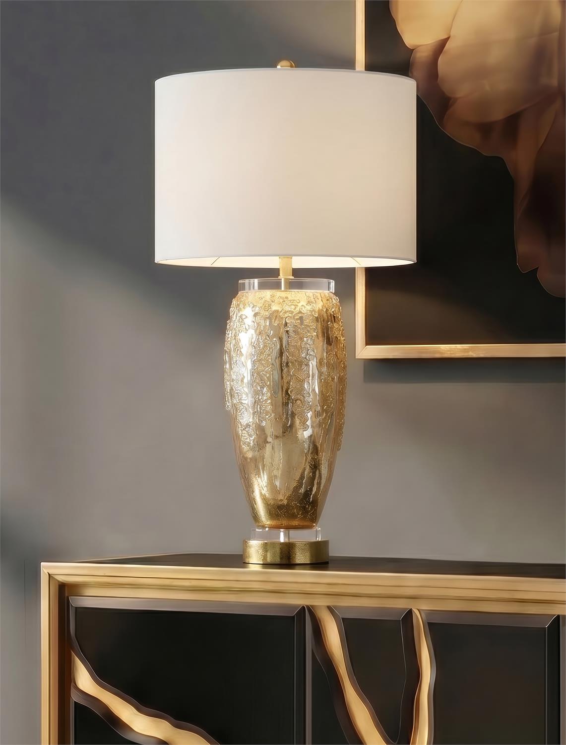 Silver and Gold Glass Table Lamp