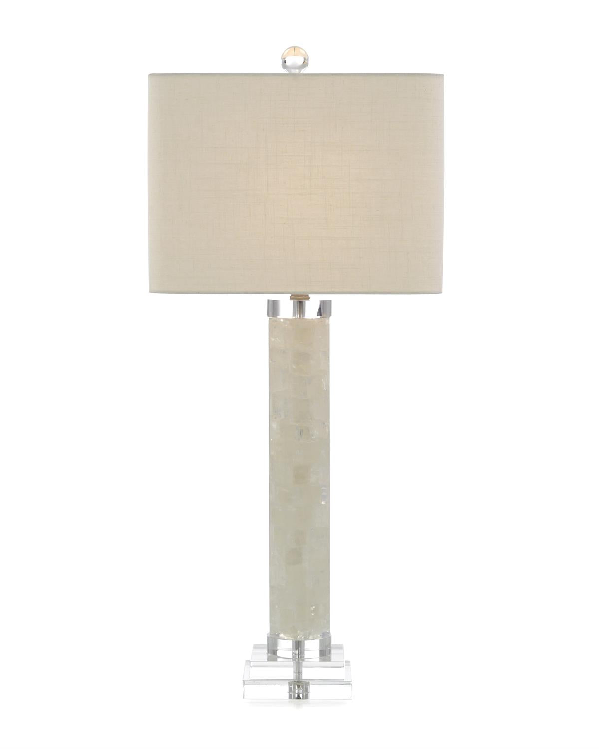 White Calcite and Quartz Table Lamp