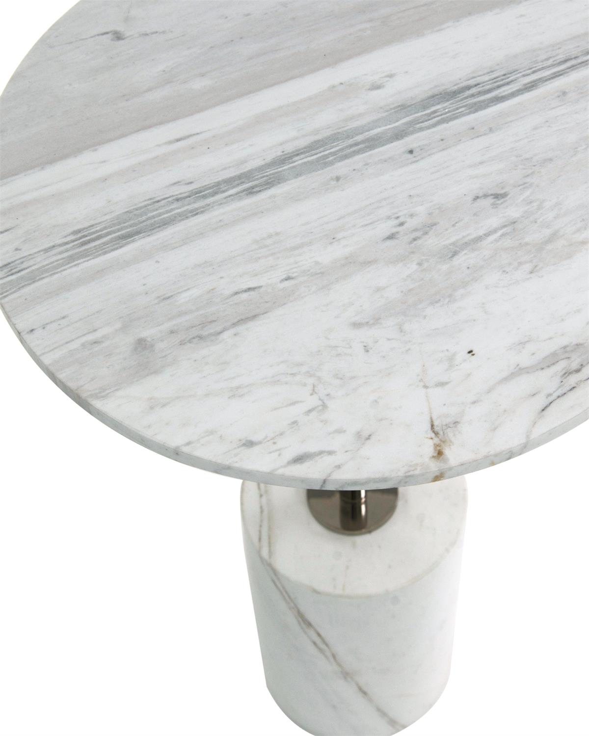 Illuminated Marble Table Floor Lamp With Polished Nickel Accents