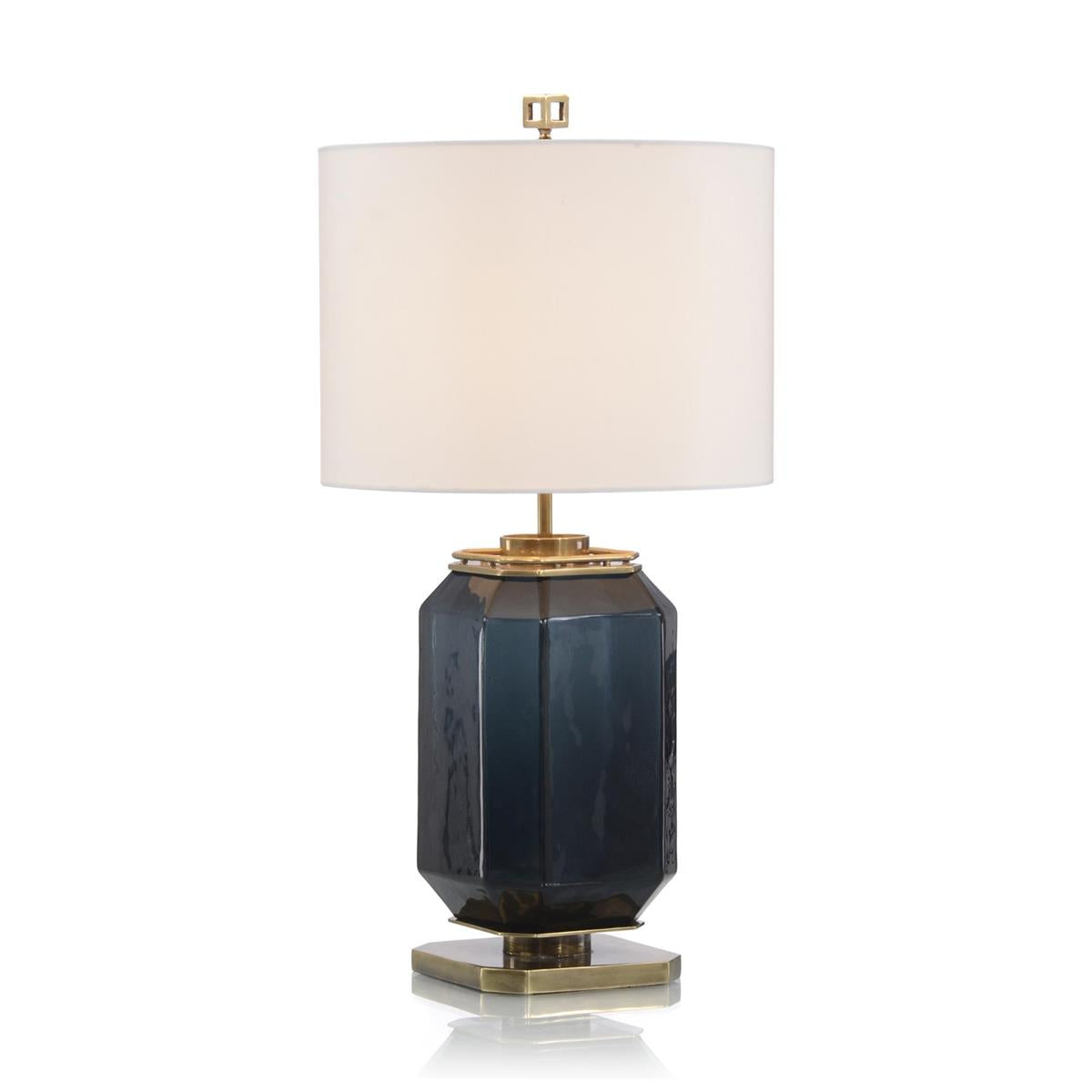 Navy Blue Glass and Brass Table Lamp – Table Lamps by John Richard | Sutter & Vale