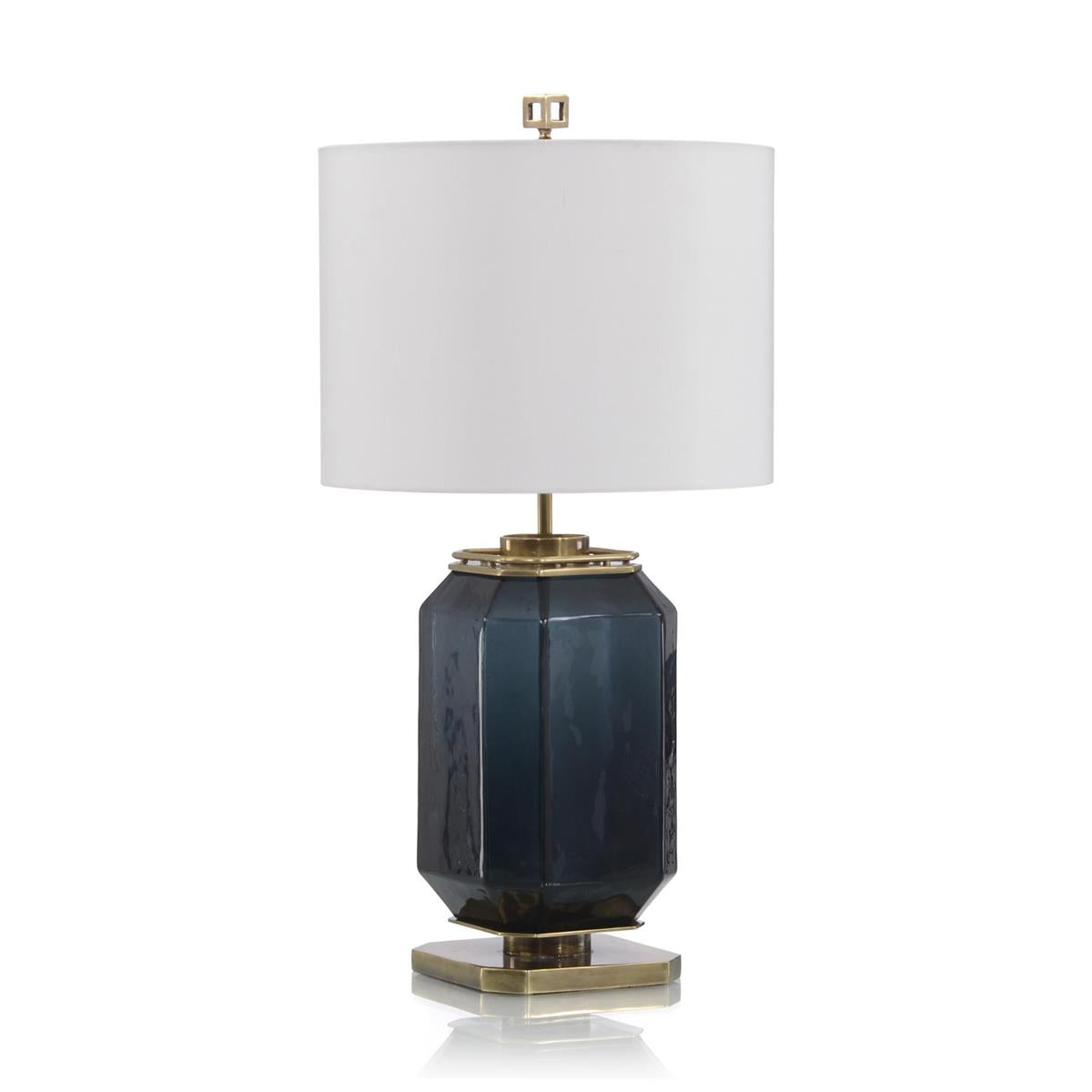Navy Blue Glass and Brass Table Lamp – Table Lamps by John Richard | Sutter & Vale