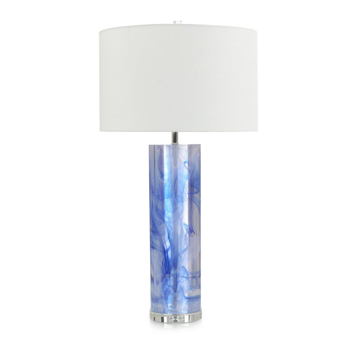 Cylinder Blue and Clear Resin Table Lamp