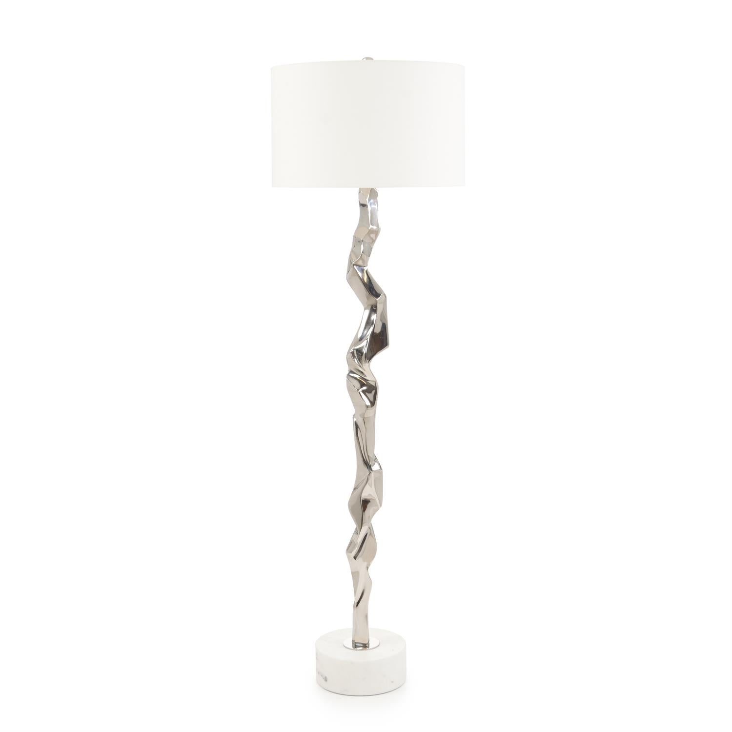 Polished Nickel Geometric Floor Lamp