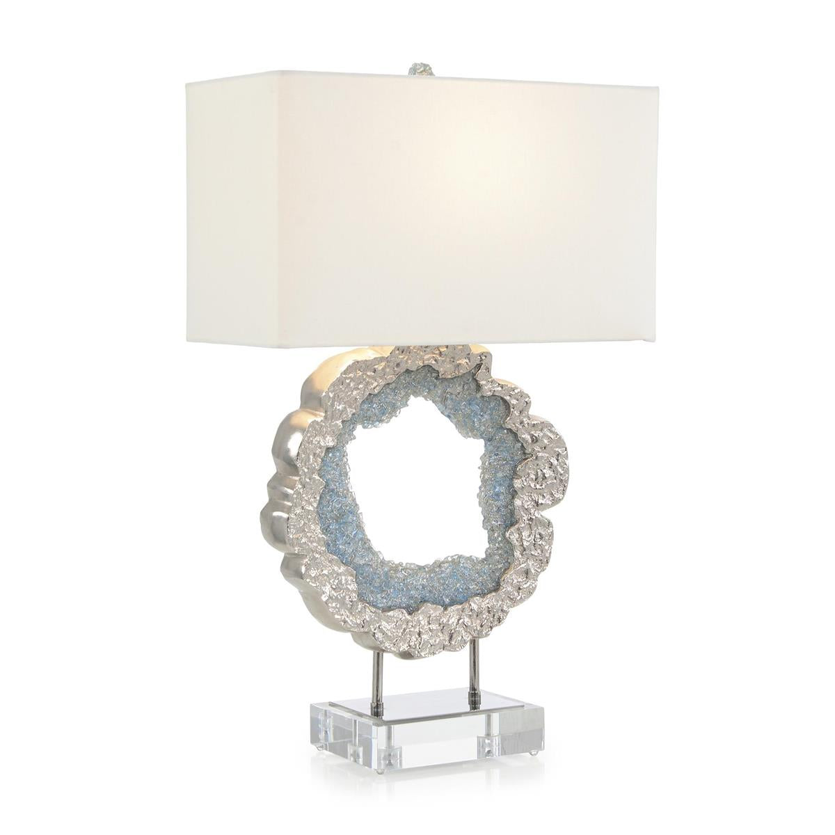 Hammered Nickel and Sea Blue Geode Table Lamp by John Richard | Sutter & Vale