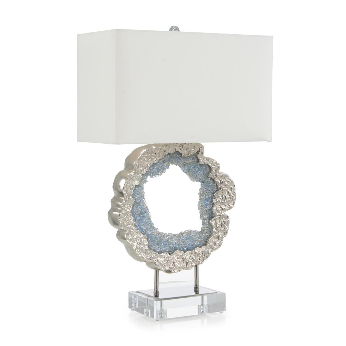 Hammered Nickel and Sea Blue Geode Table Lamp by John Richard | Sutter & Vale