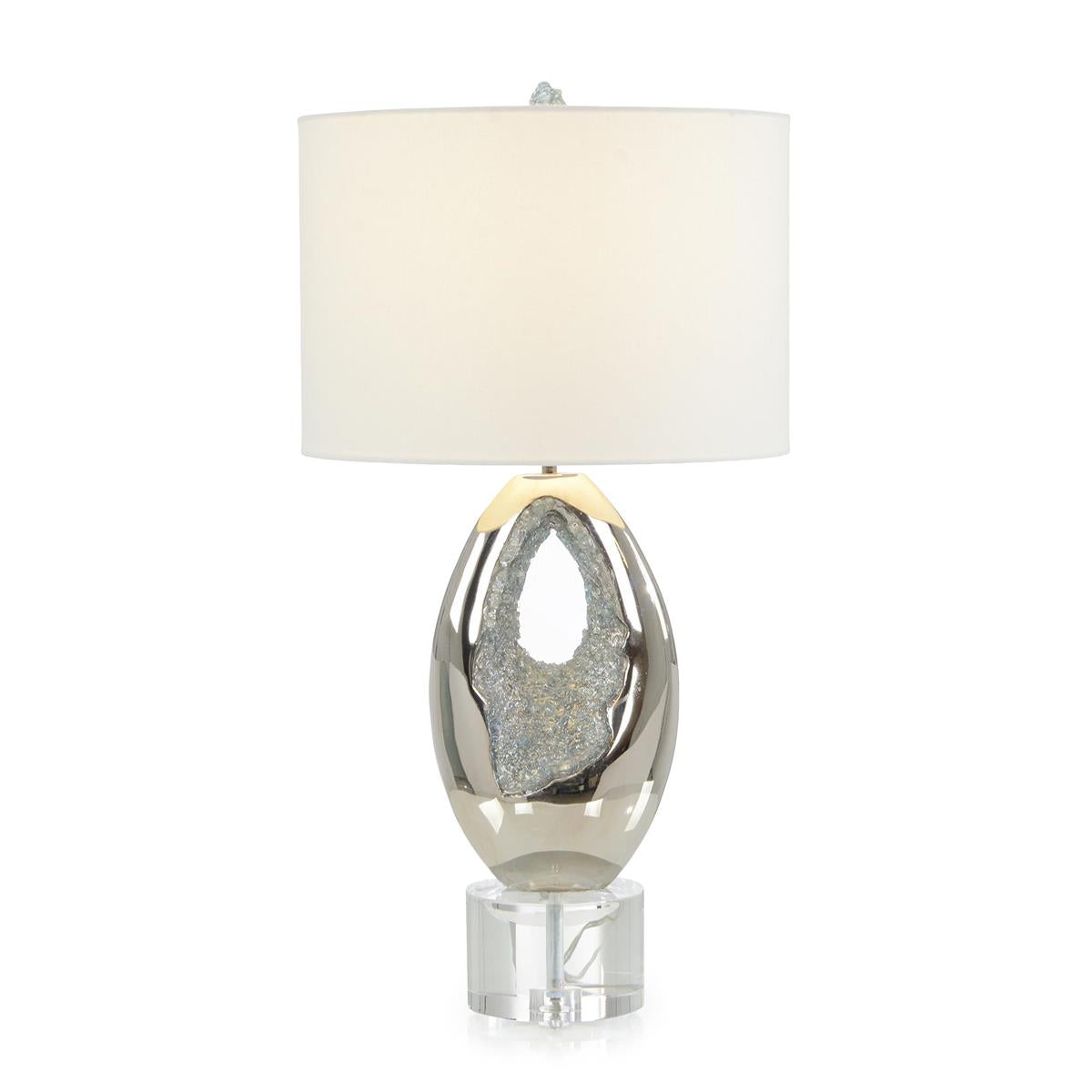 Polished Nickel and Sea Blue Geode Table Lamp by John Richard | Sutter & Vale