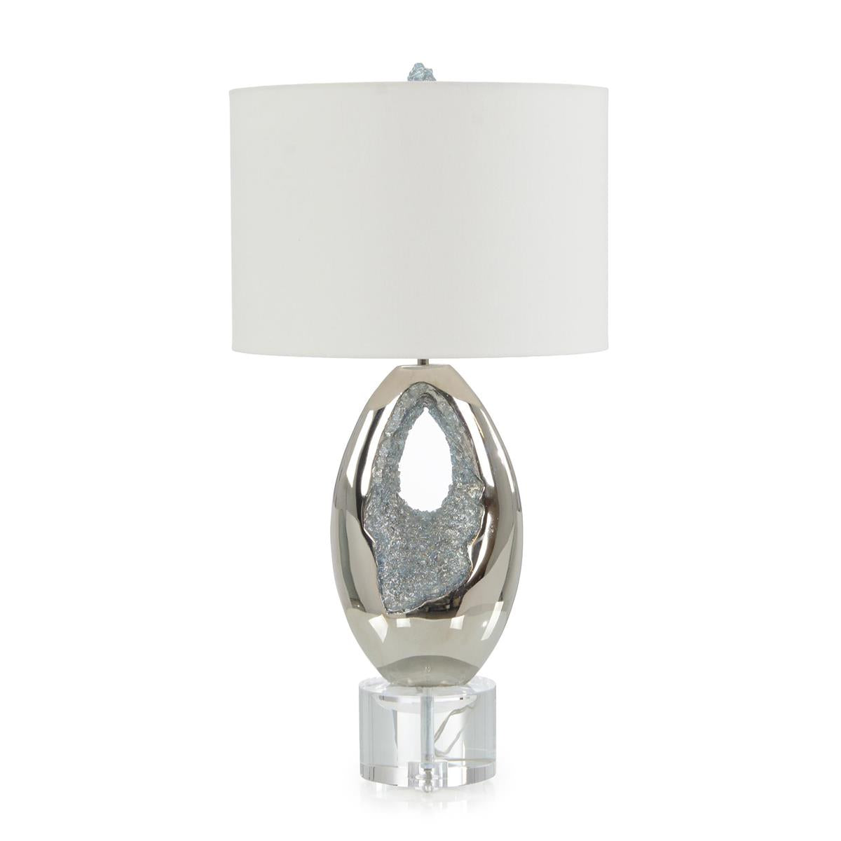 Polished Nickel and Sea Blue Geode Table Lamp by John Richard | Sutter & Vale