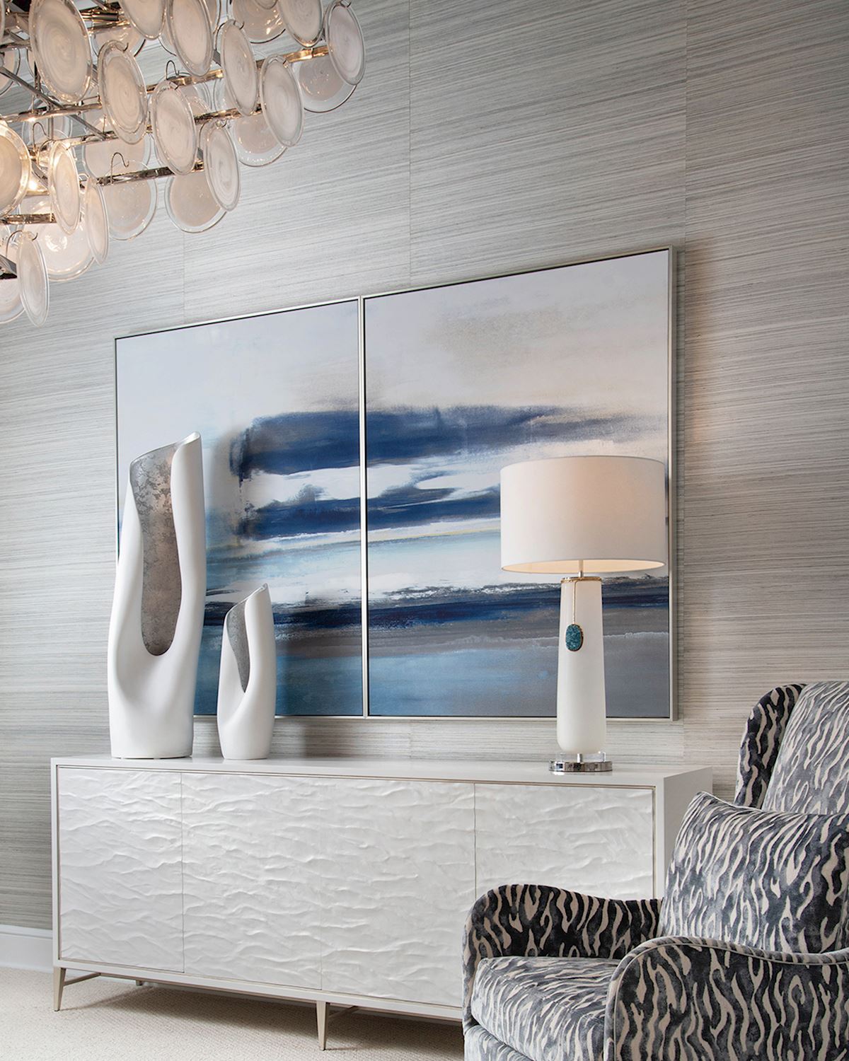 Rounded Cerulean Pendant Table Lamp by John Richard | Sutter & Vale