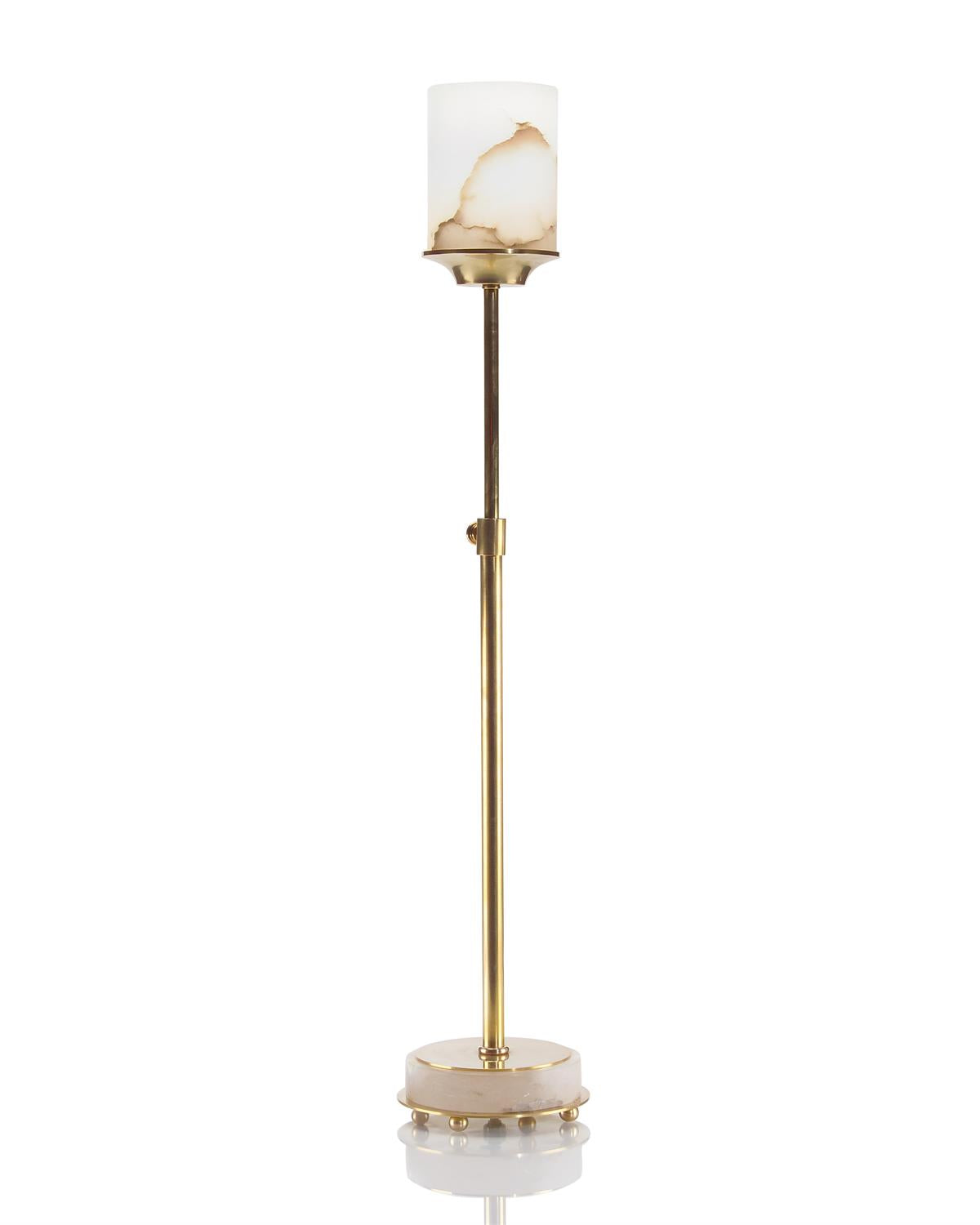 Honey Brass and Alabaster Buffet Lamp