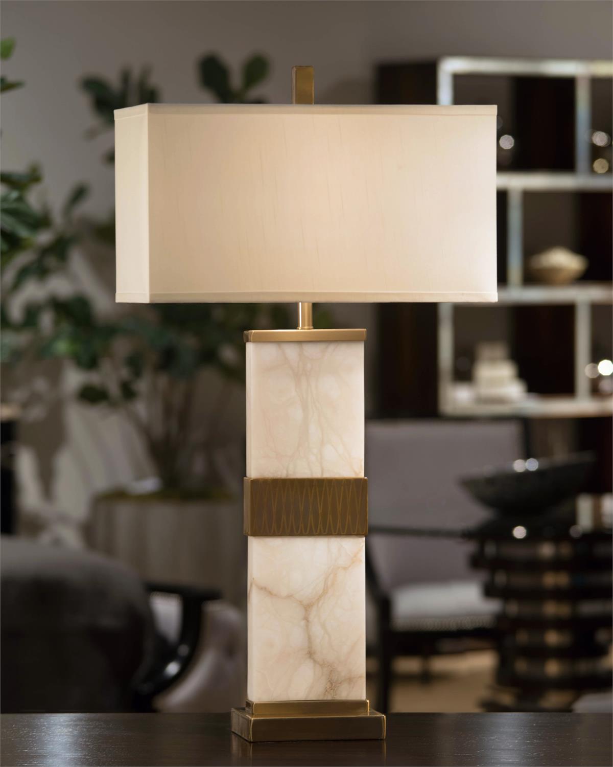 Alabaster Column Table Lamp