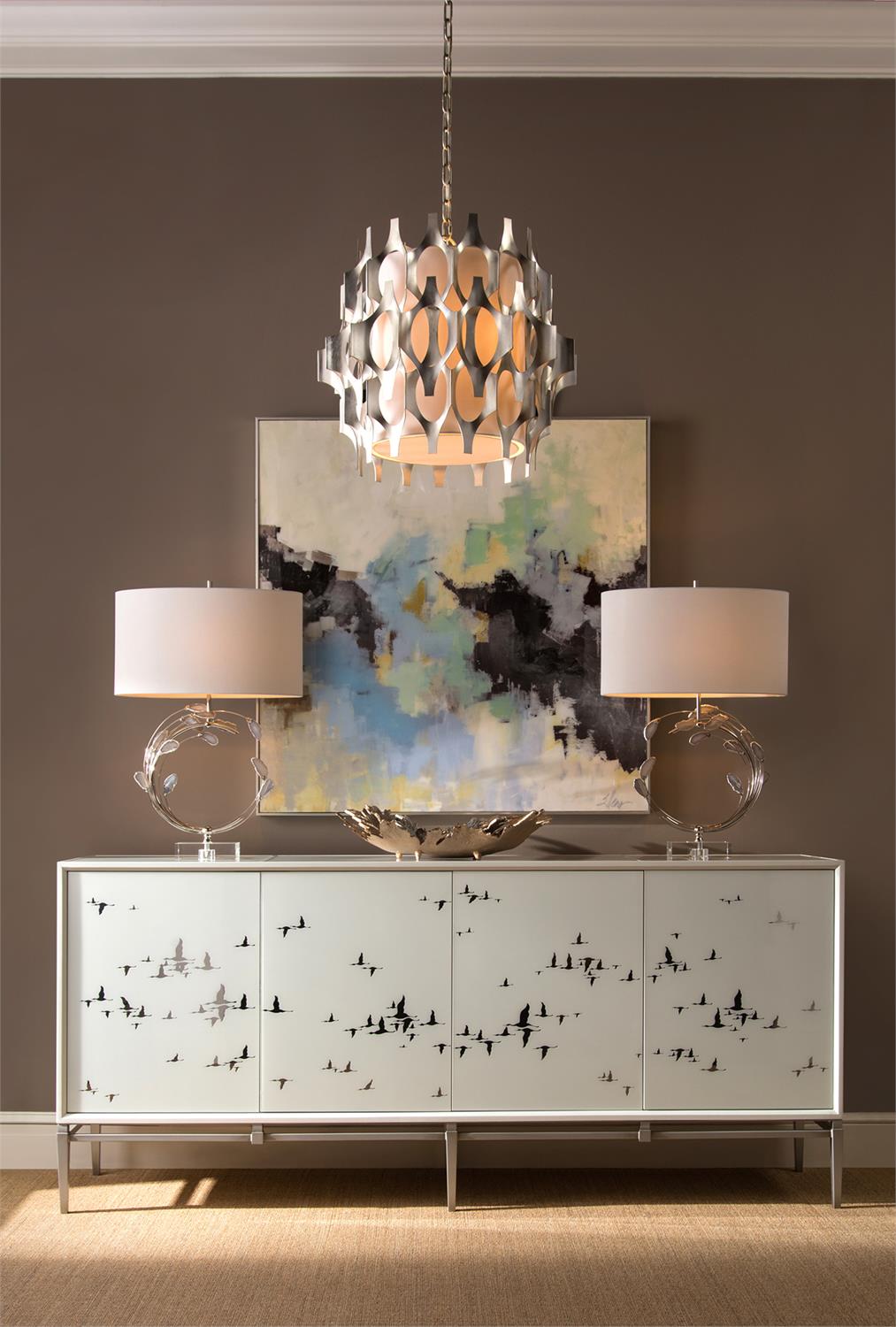Swirling Agates In Silver Table Lamp