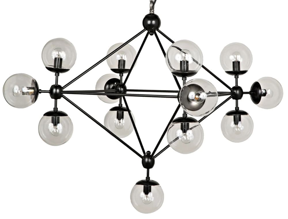 Pluto Chandelier, Small, Black Iron