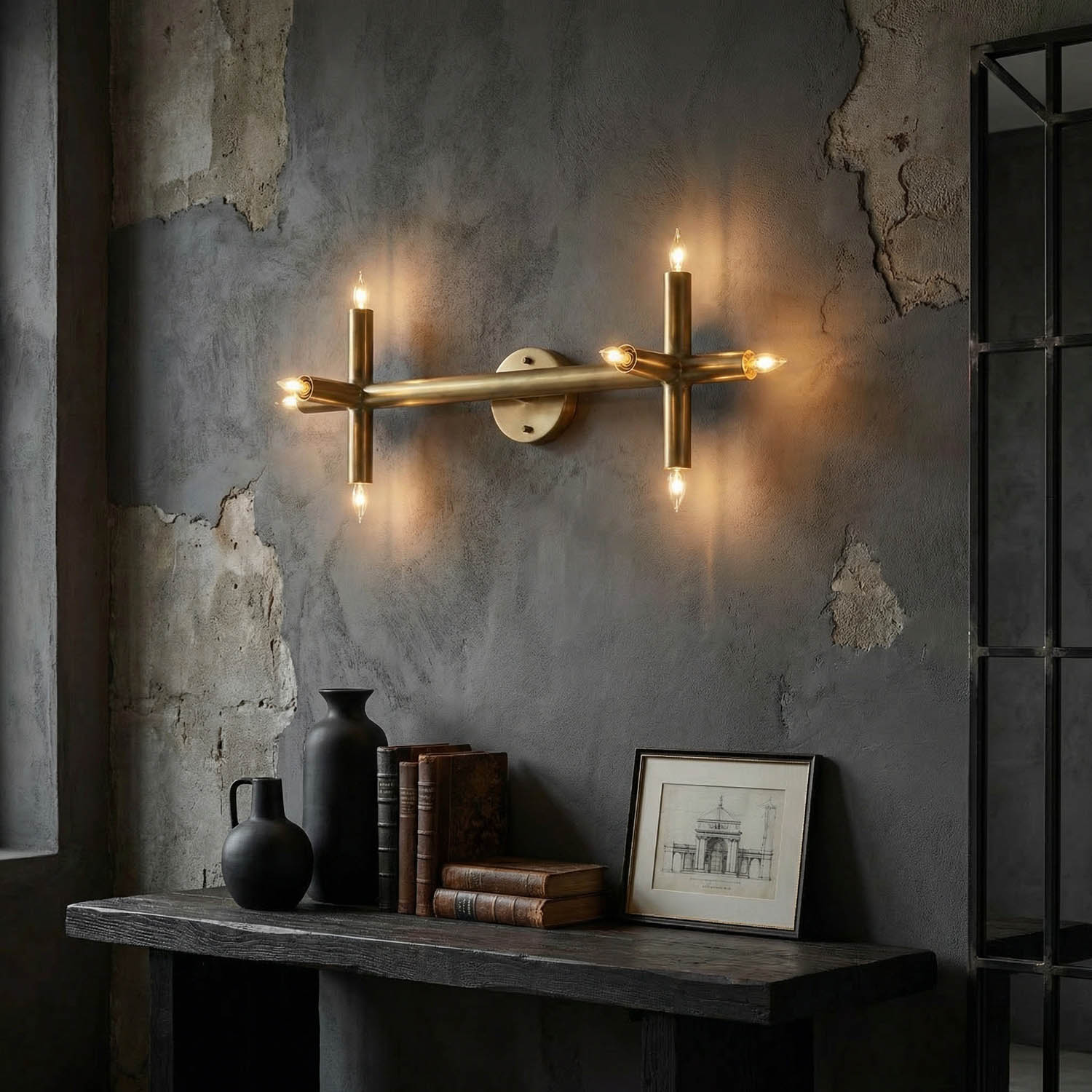 Salome Sconce, Metal with Brass Finish