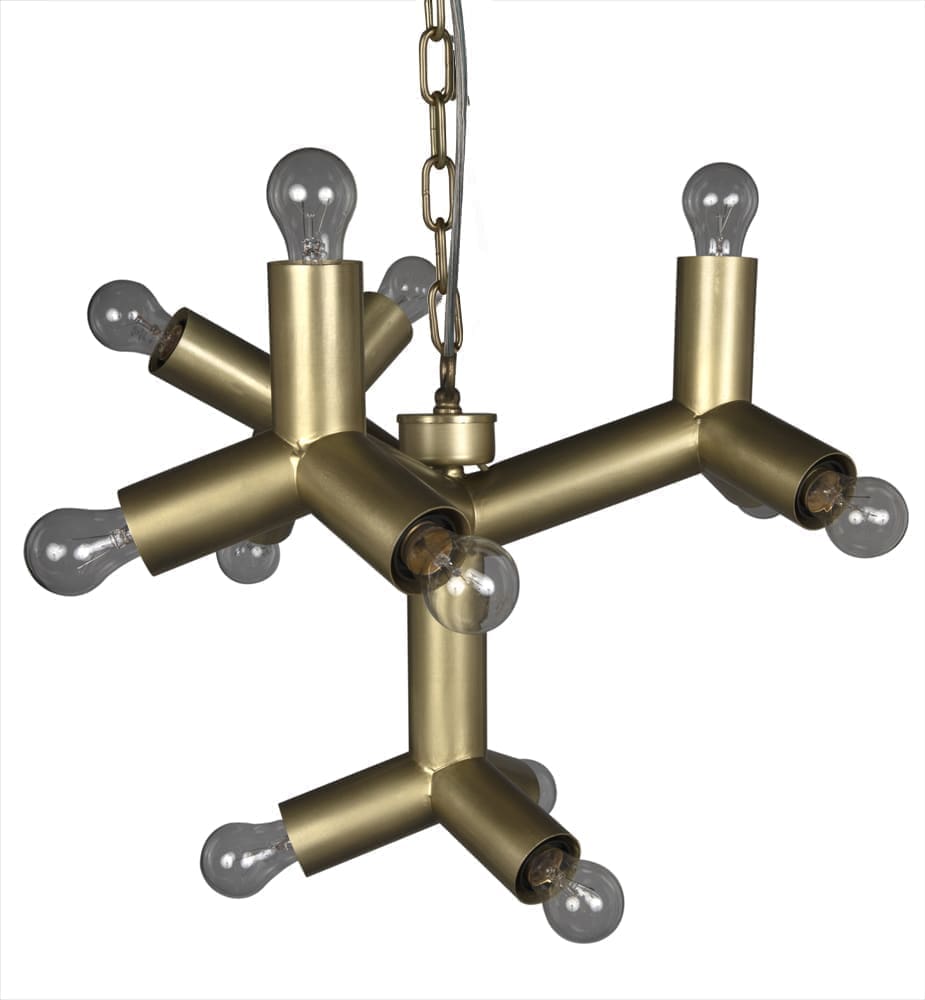 Snow Flake Chandelier, Metal with Brass Finish