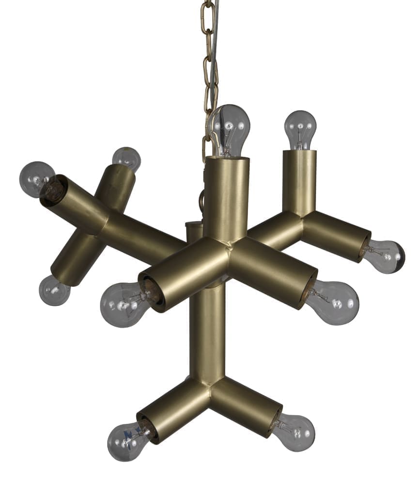 Snow Flake Chandelier, Metal with Brass Finish