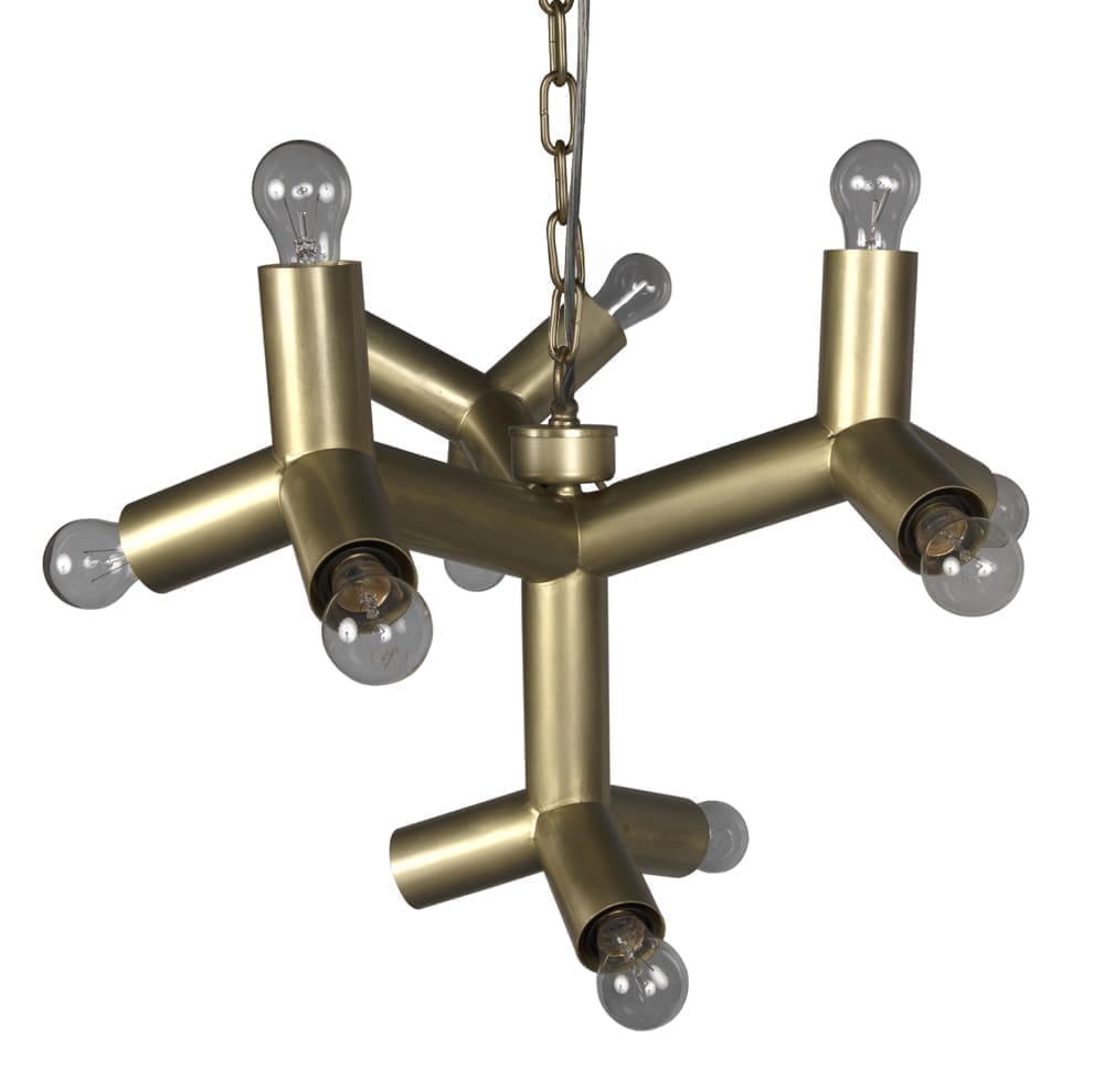 Snow Flake Chandelier, Metal with Brass Finish