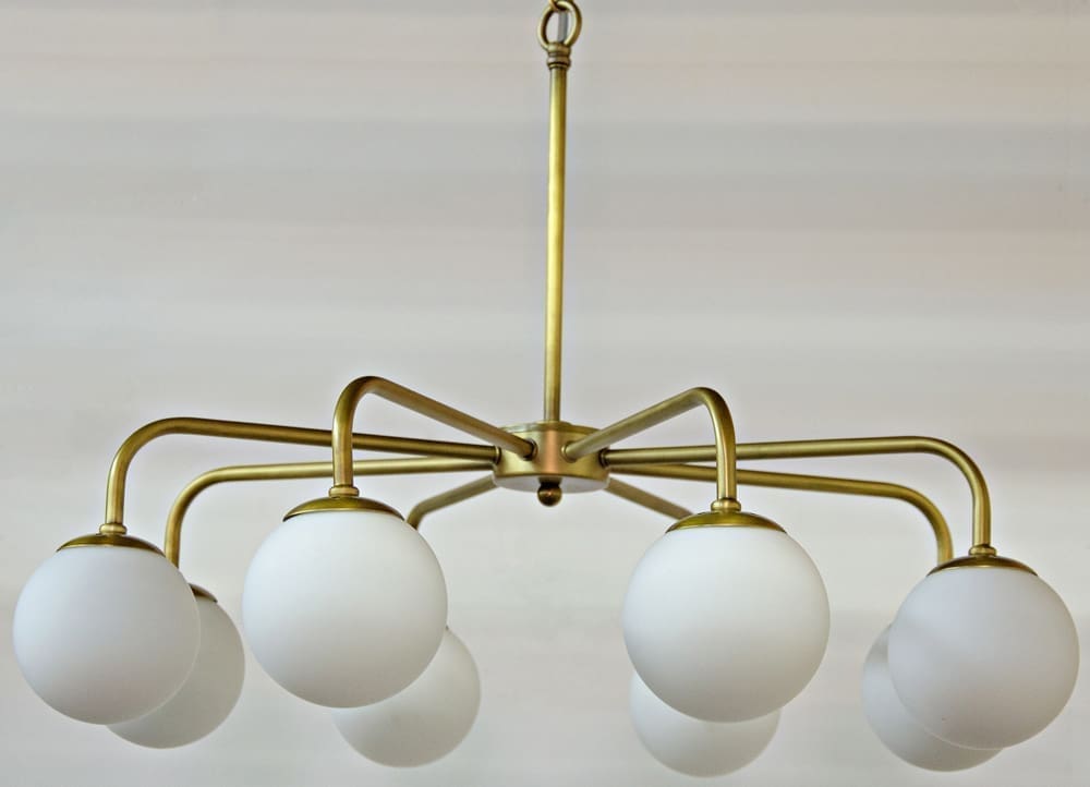 Larenta Chandelier, Antique Brass and Glass