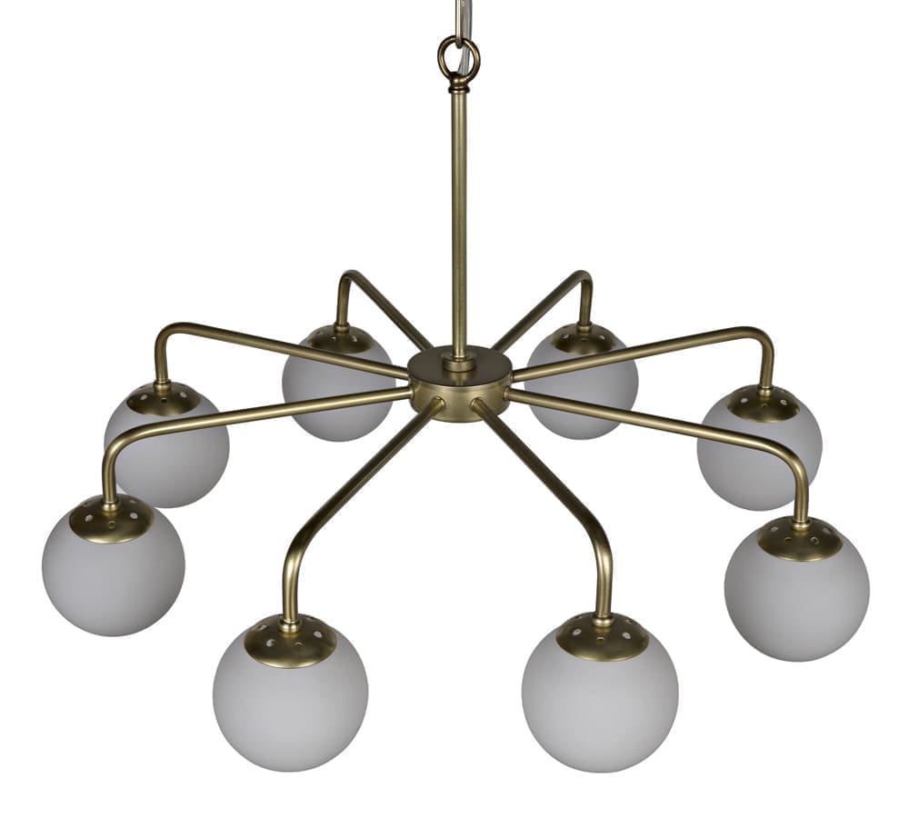 Larenta Chandelier, Antique Brass and Glass
