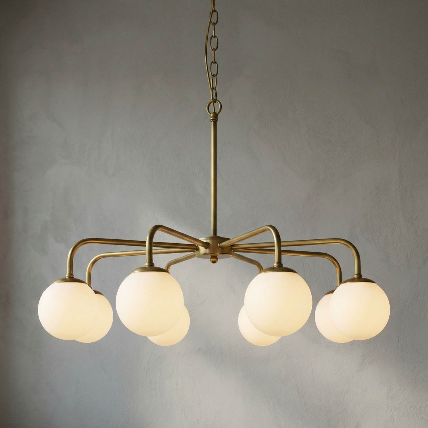 Larenta Chandelier, Antique Brass and Glass by Noir