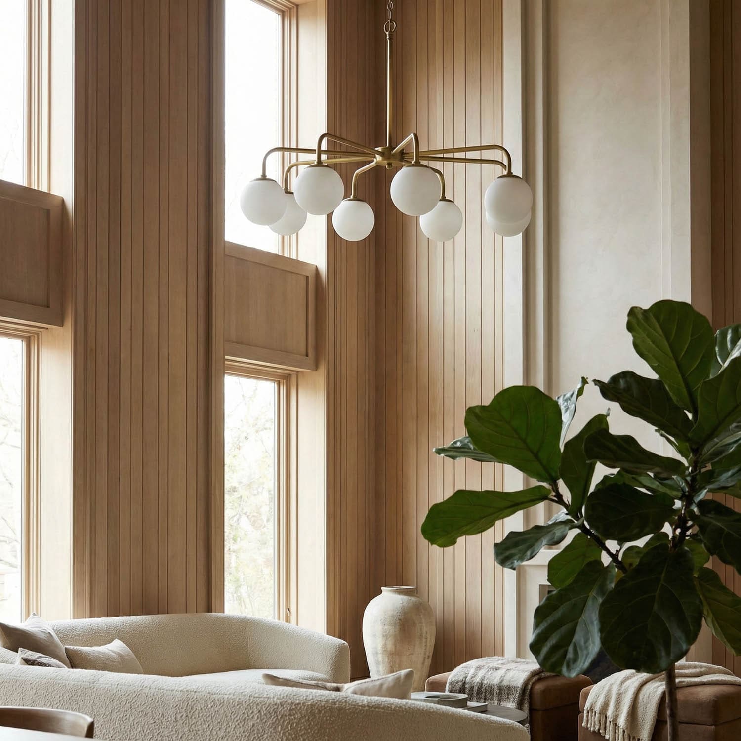 Larenta Chandelier, Antique Brass and Glass