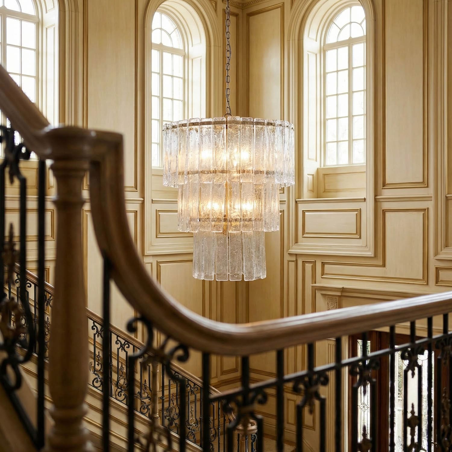 Bruna Chandelier, Small, Metal with Brass Finish