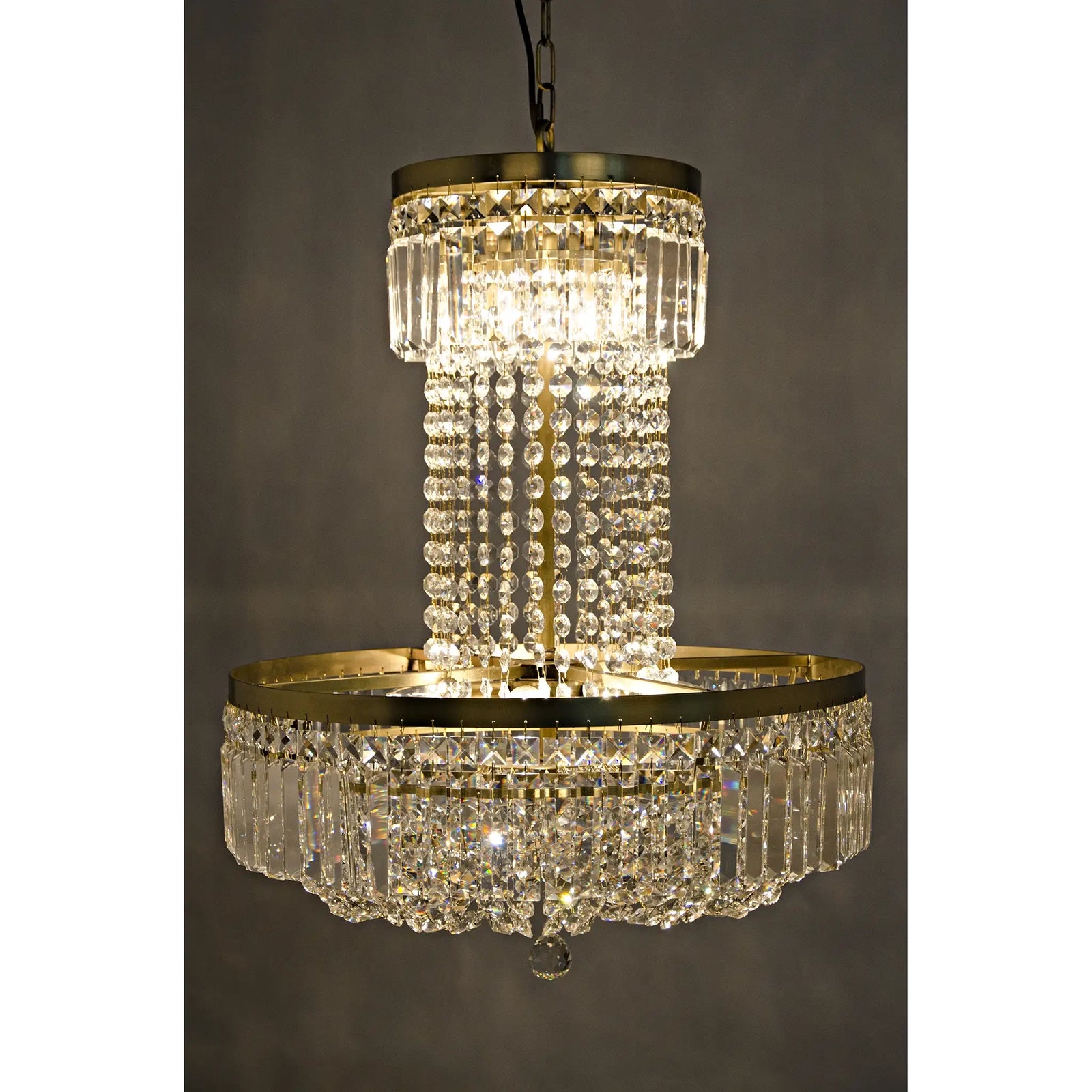 St. Petersburg Chandelier, Antique Brass and Glass