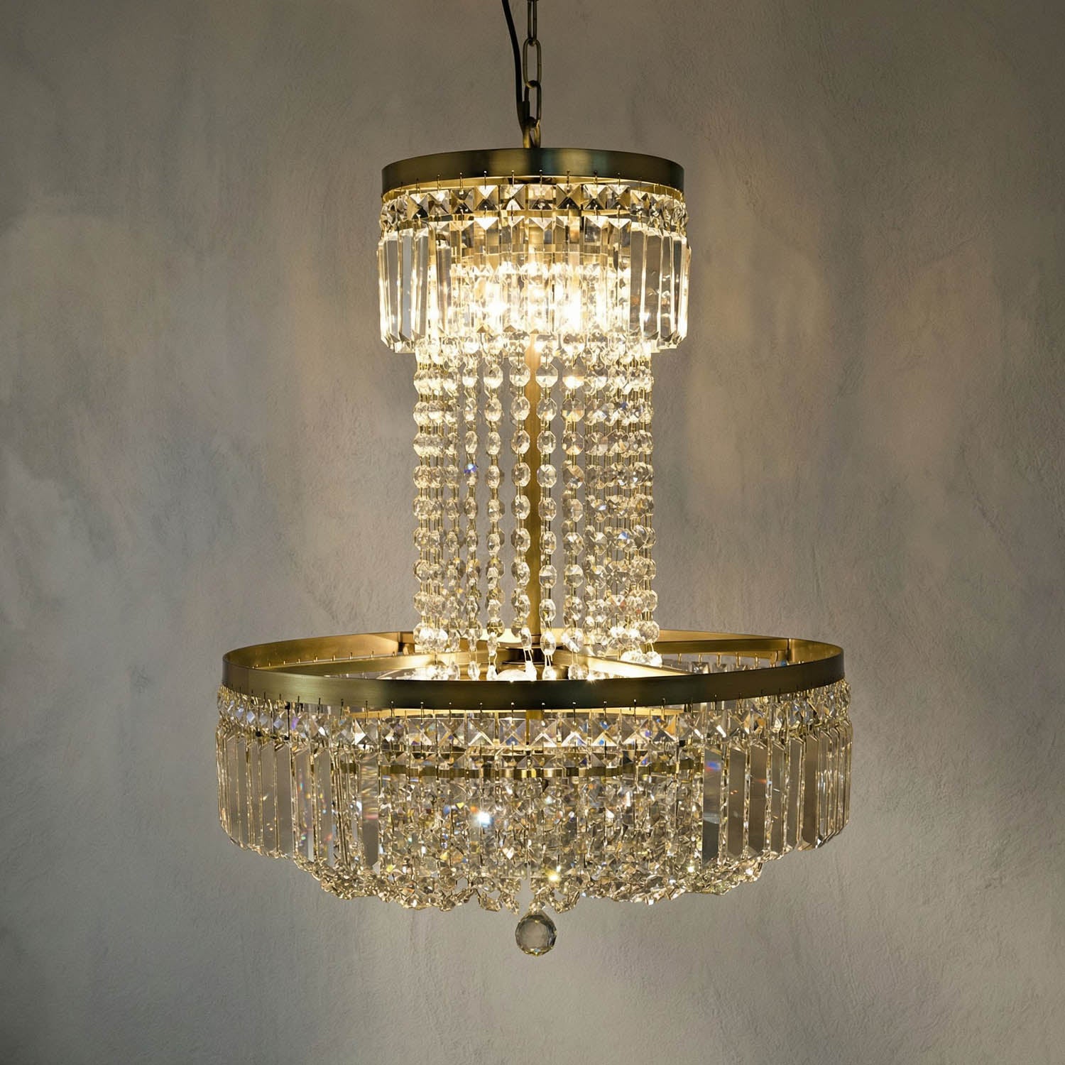 St. Petersburg Chandelier, Antique Brass and Glass by Noir