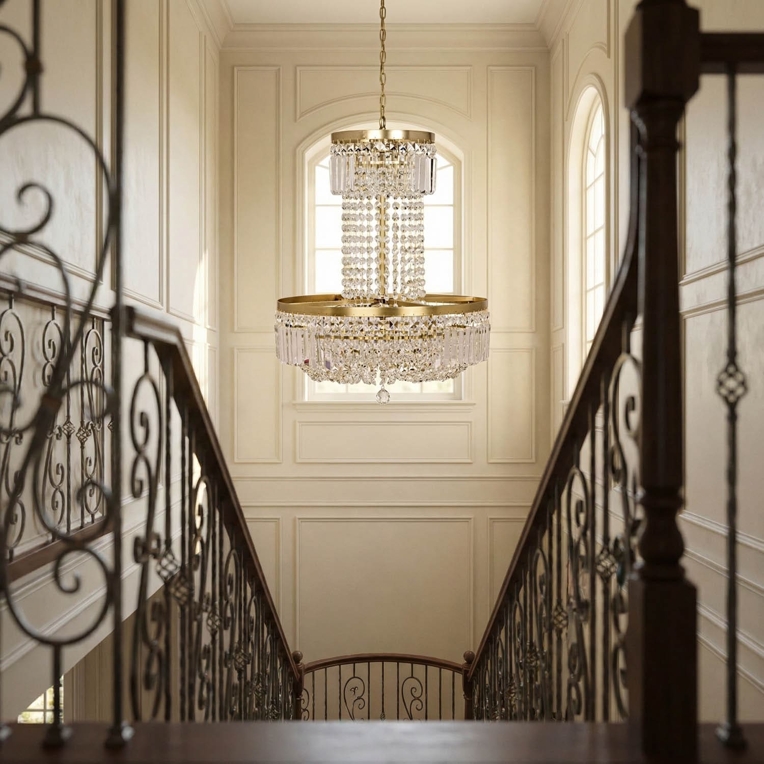 St. Petersburg Chandelier, Antique Brass and Glass
