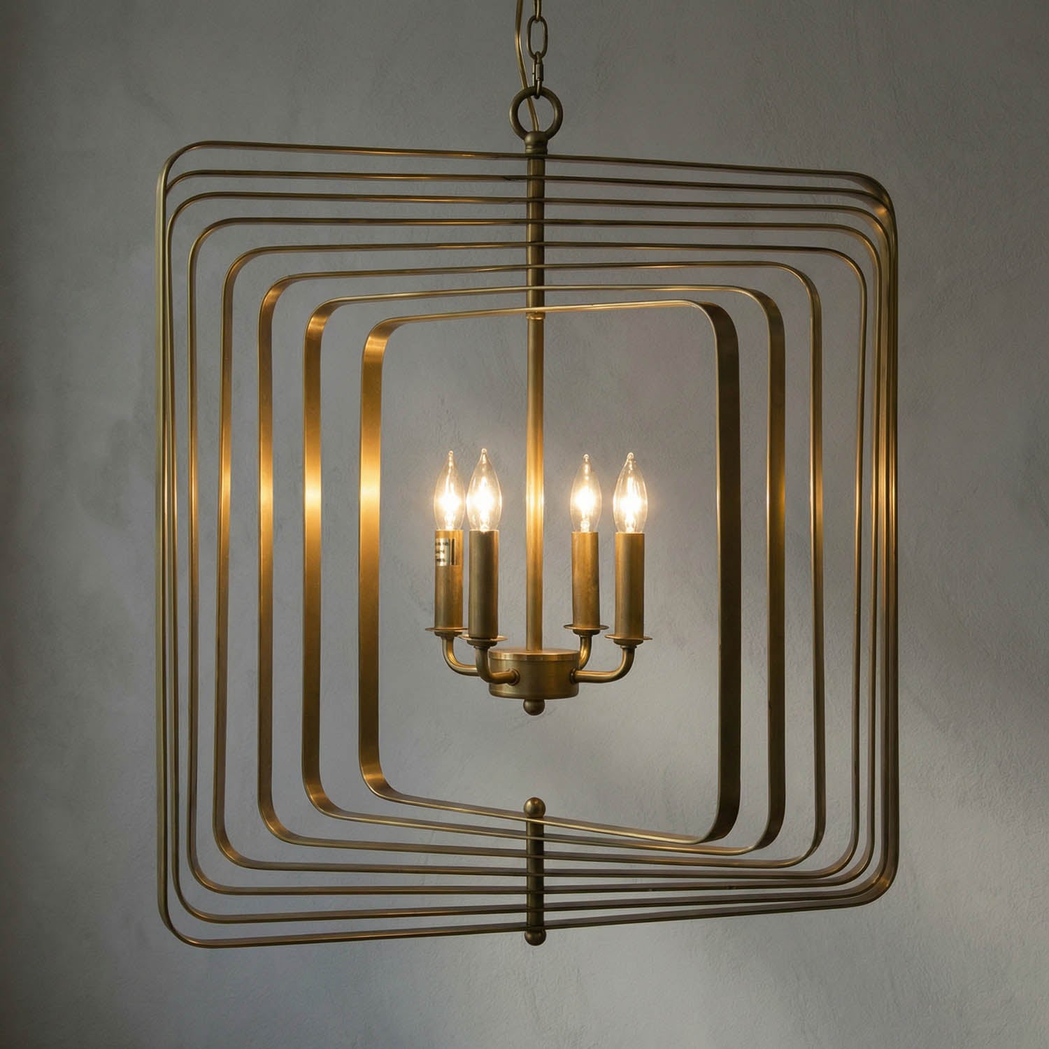 Dimaclema Chandelier, Small, Metal with Brass Finish by Noir