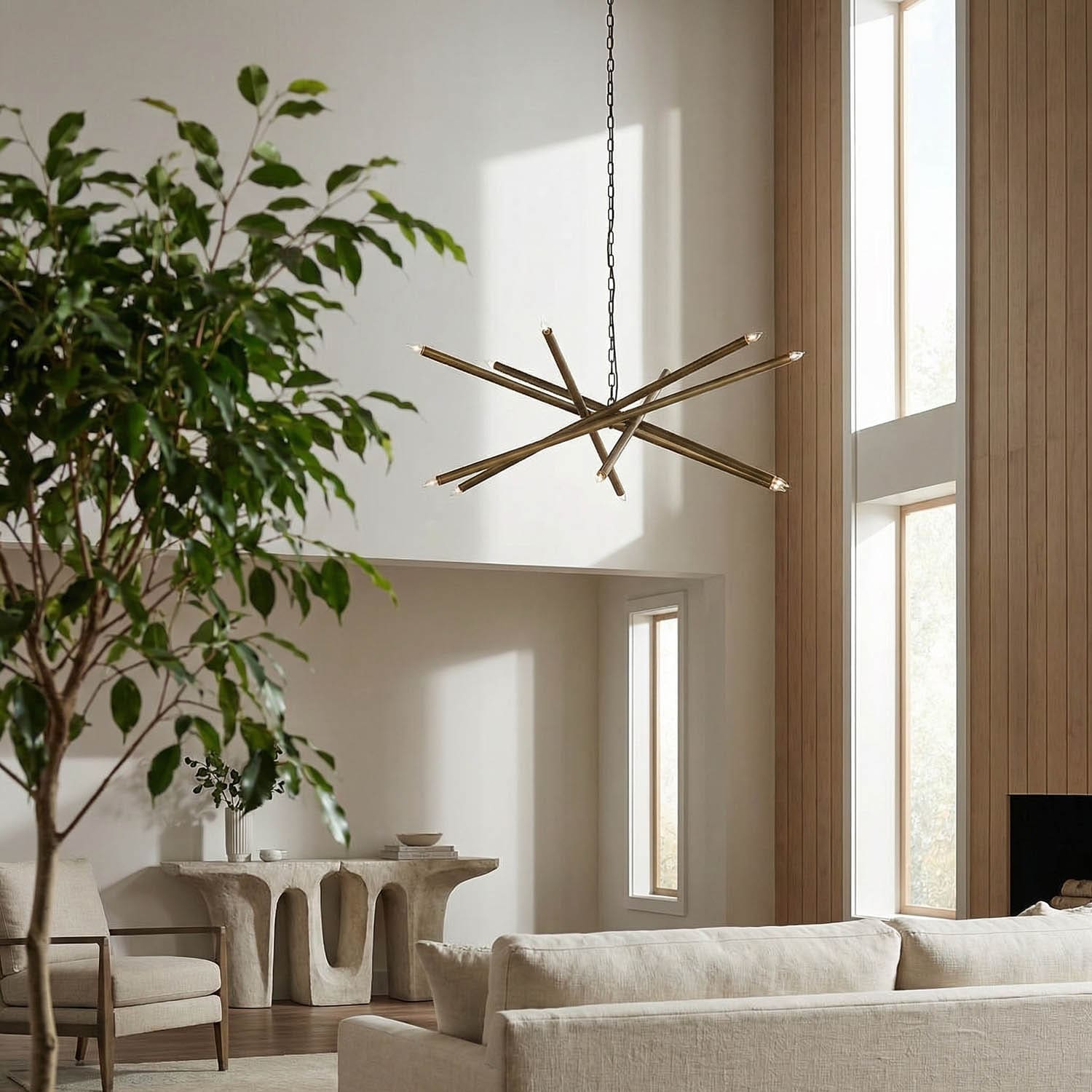 Ikram Chandelier, Metal with Brass Finish