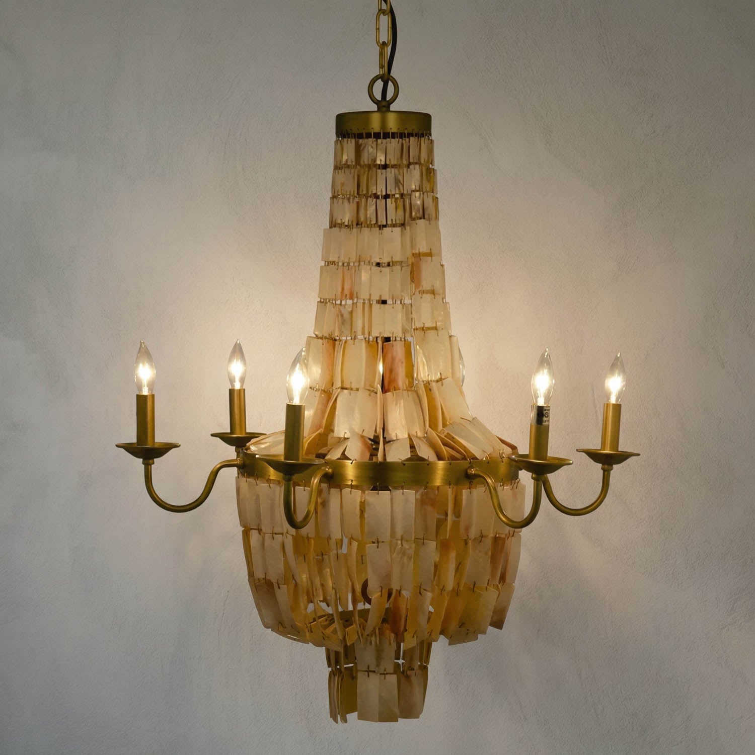 Bijou Chandelier, Antique Brass, Metal and Shells by Noir
