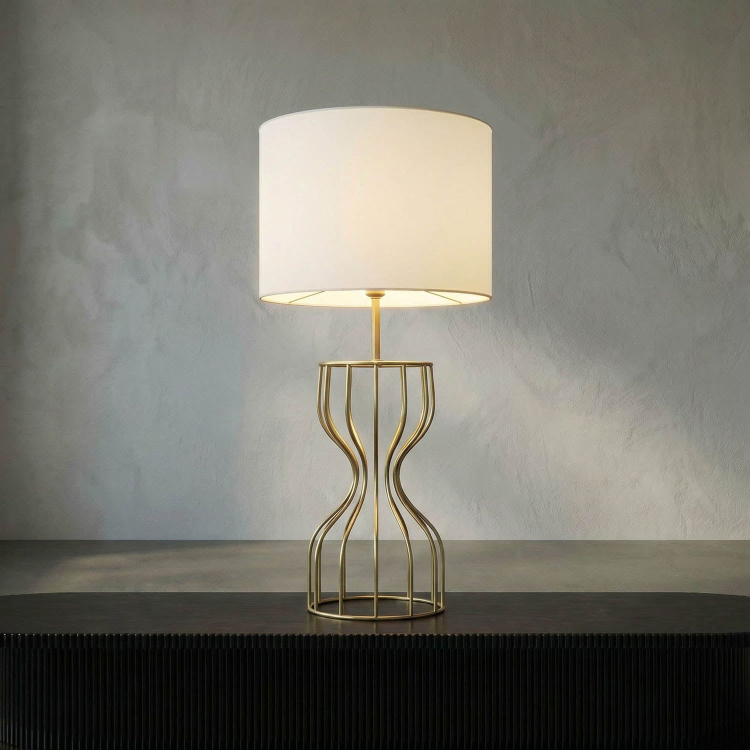Perry Table Lamp with Shade, Metal with Brass Finish by Noir